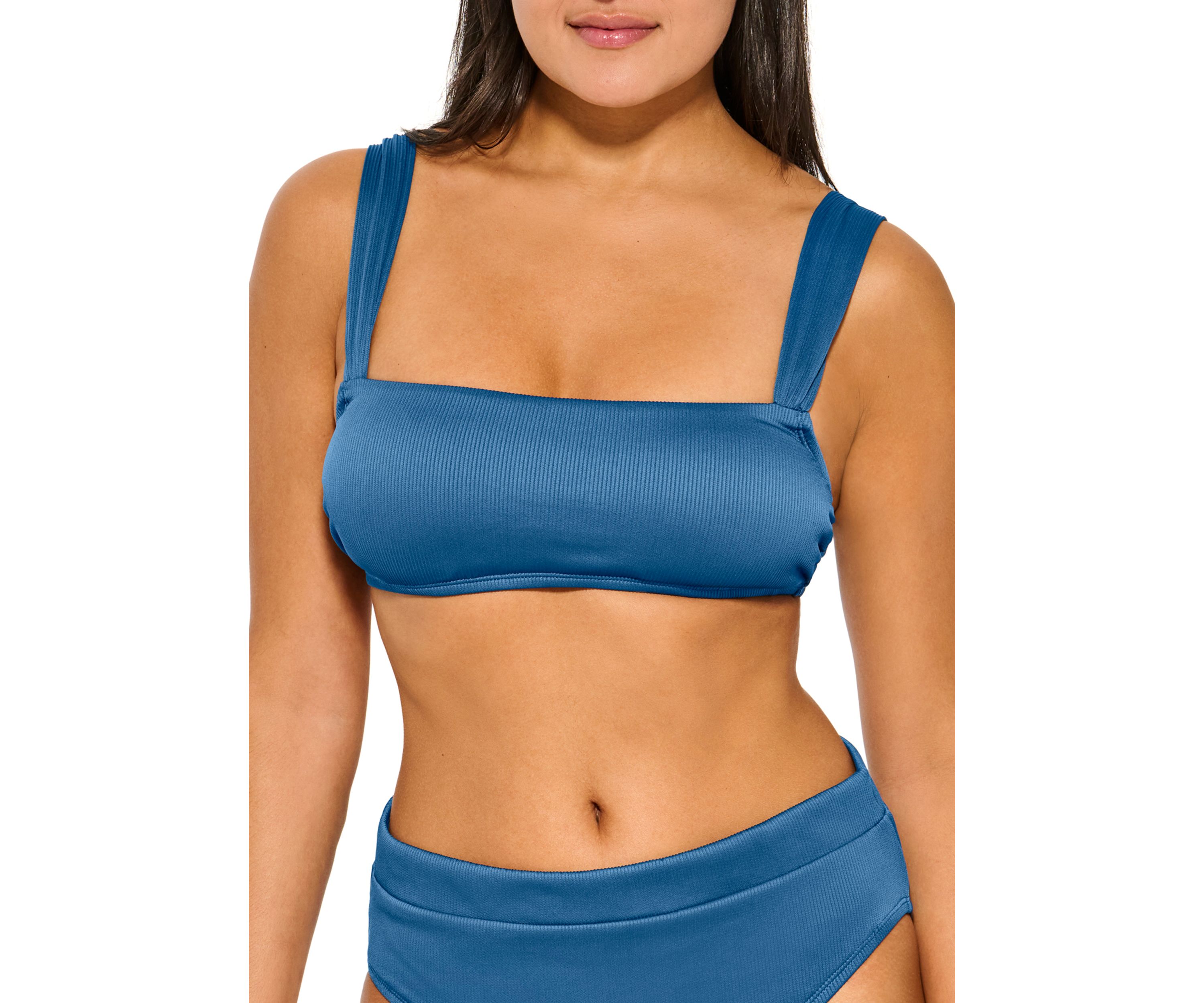 Ribbed Square Neck Bralette Swim Top 