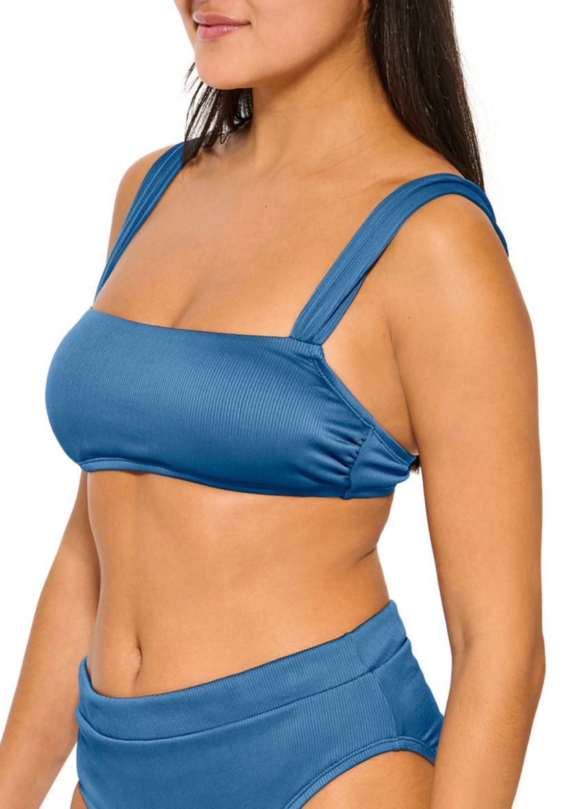 Ribbed Square Neck Bralette Swim Top 