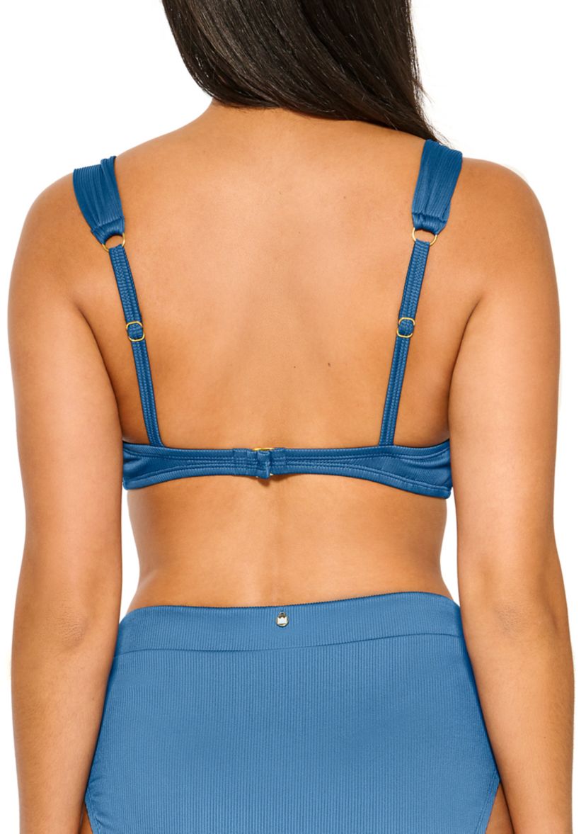 Ribbed Square Neck Bralette Swim Top 
