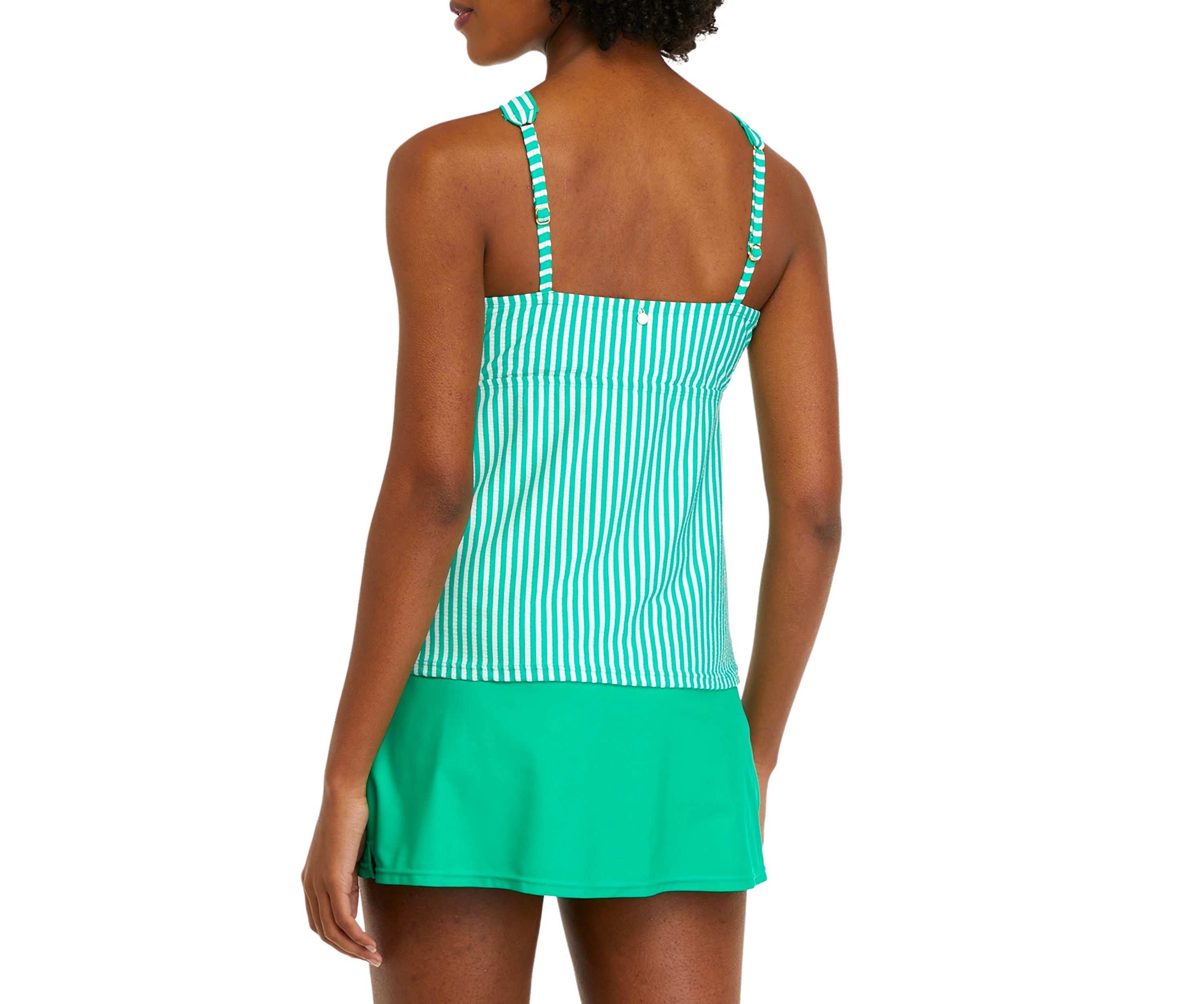 Womens Seersucker Halter Neck Swim Top