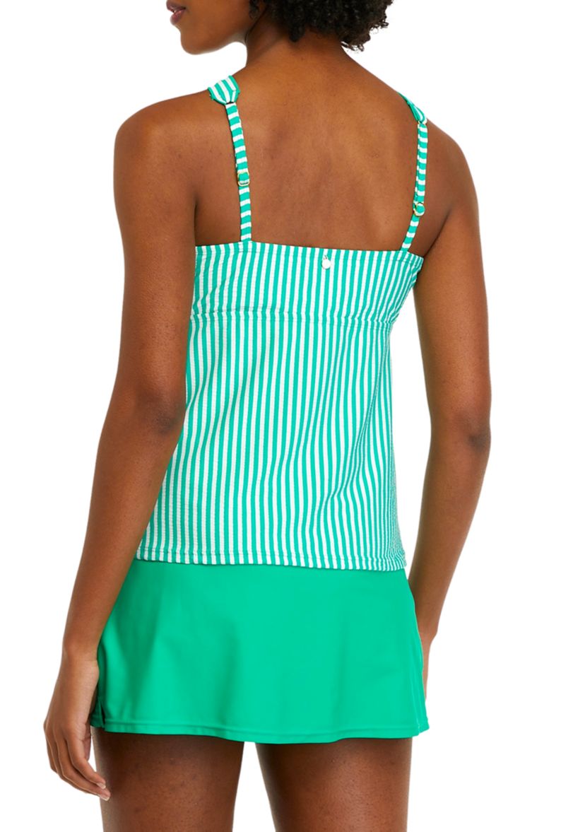 Womens Seersucker Halter Neck Swim Top