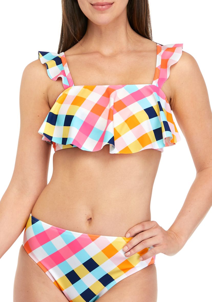 Throwback Tartan Bandeau Swim Top 
