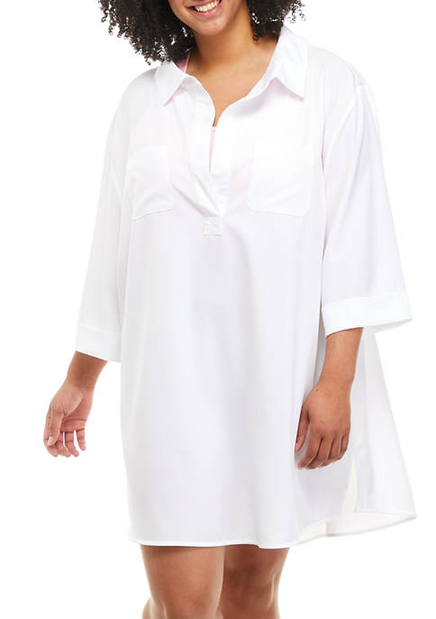 Crown & Ivy™ Solid Popover Tunic Cover Up