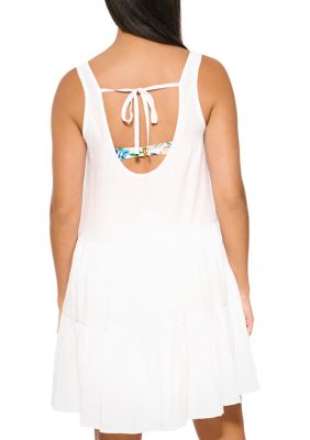 Calvin Klein Womens Hooded Cover-Up Dress Swim Cover-Up White L/XL