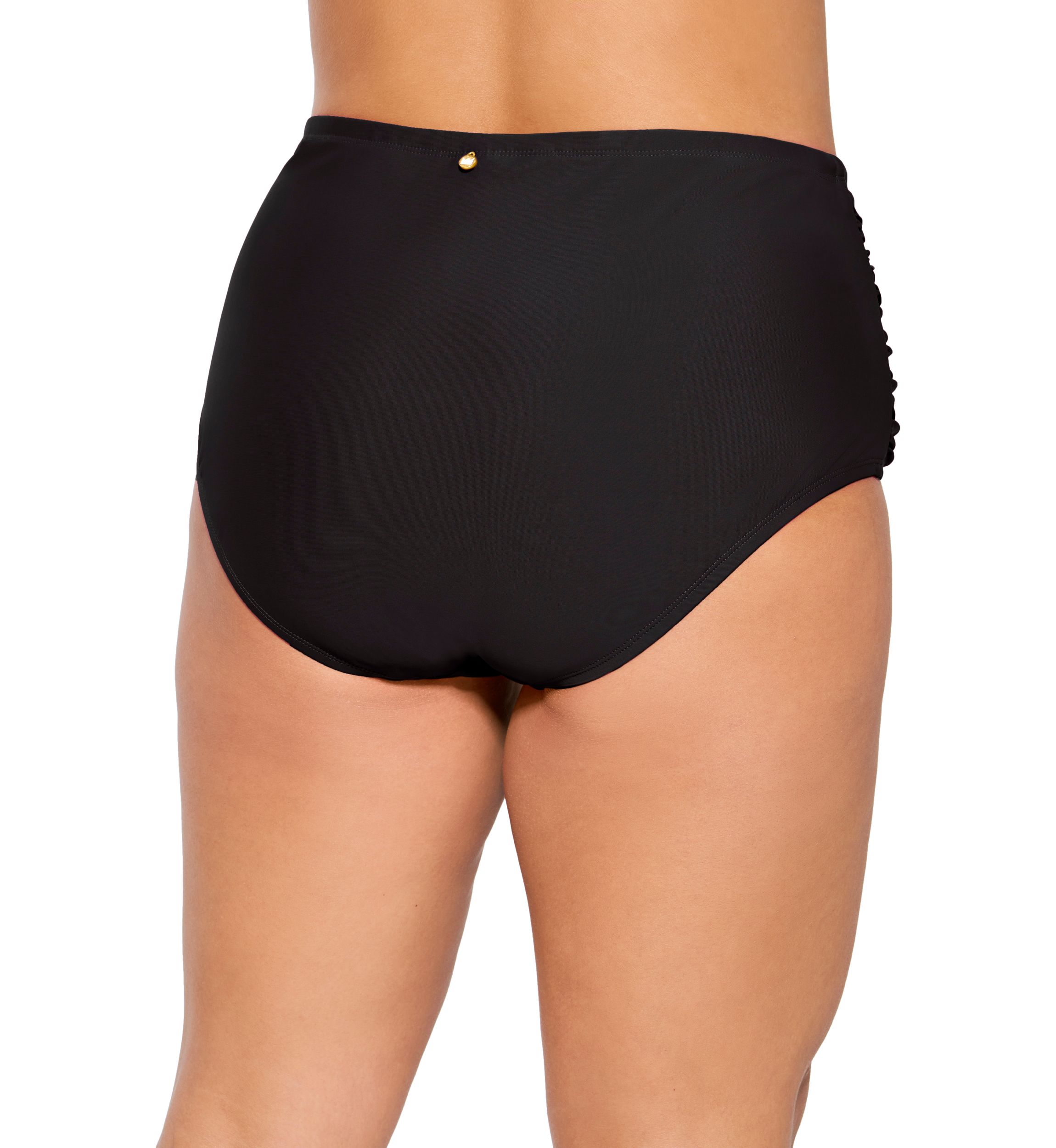 Plus Size Tummy Control Shirred High Waist Swim Bottoms