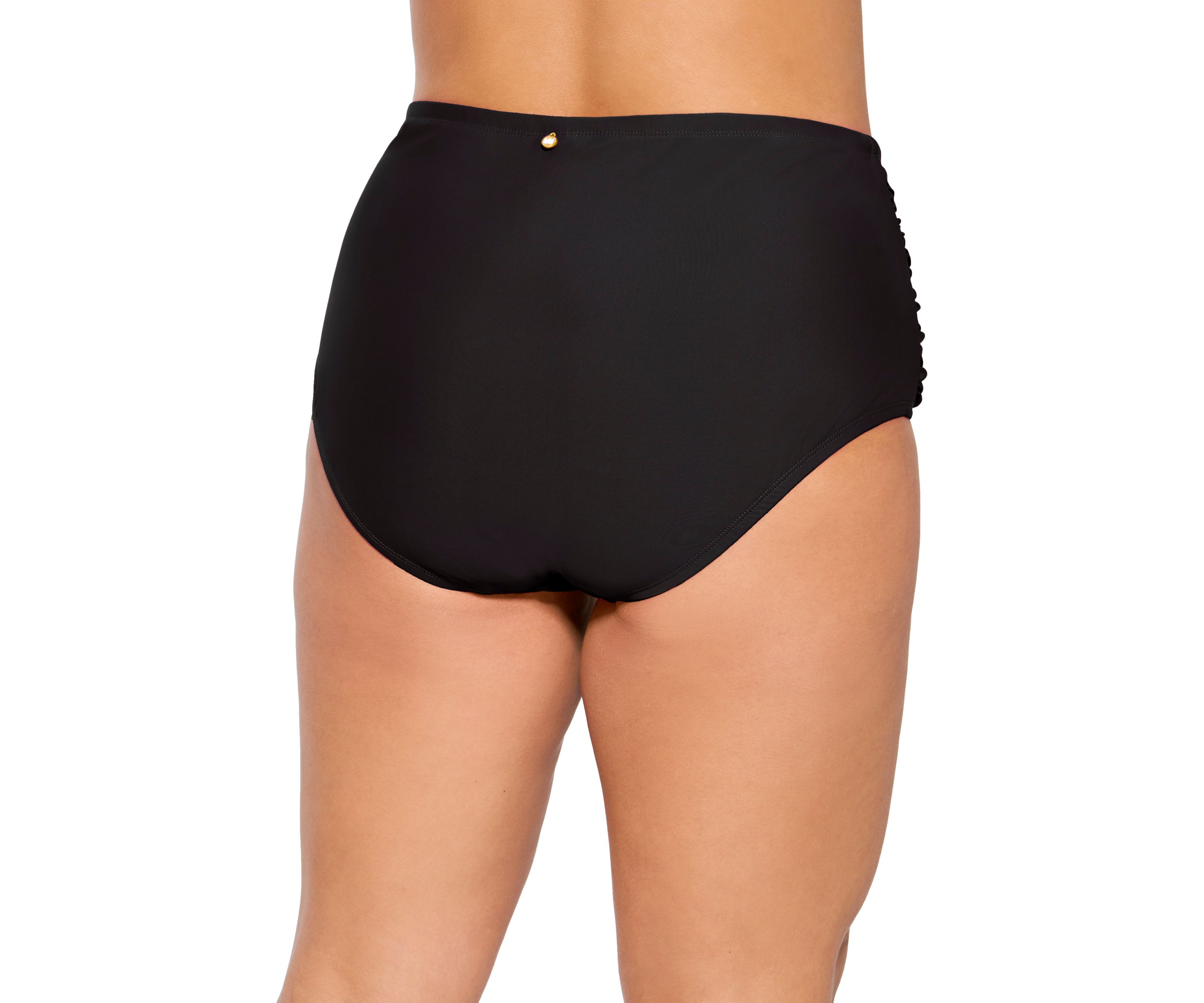 Plus Size Tummy Control Shirred High Waist Swim Bottoms