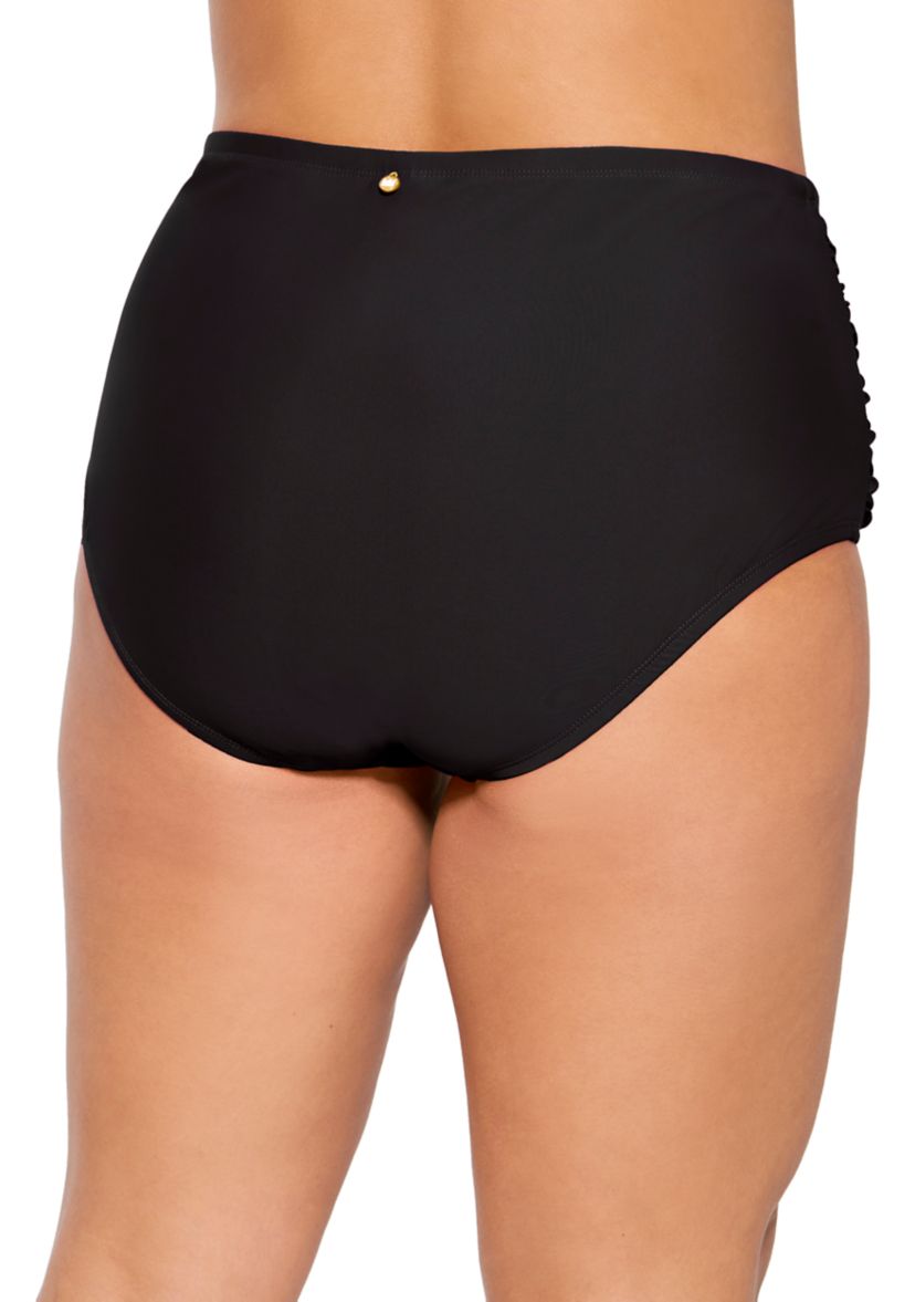Plus Size Tummy Control Shirred High Waist Swim Bottoms