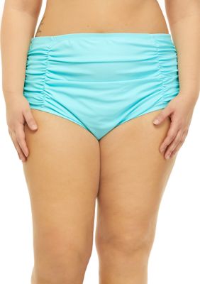 Ribbed High-Waist Swim Bottoms