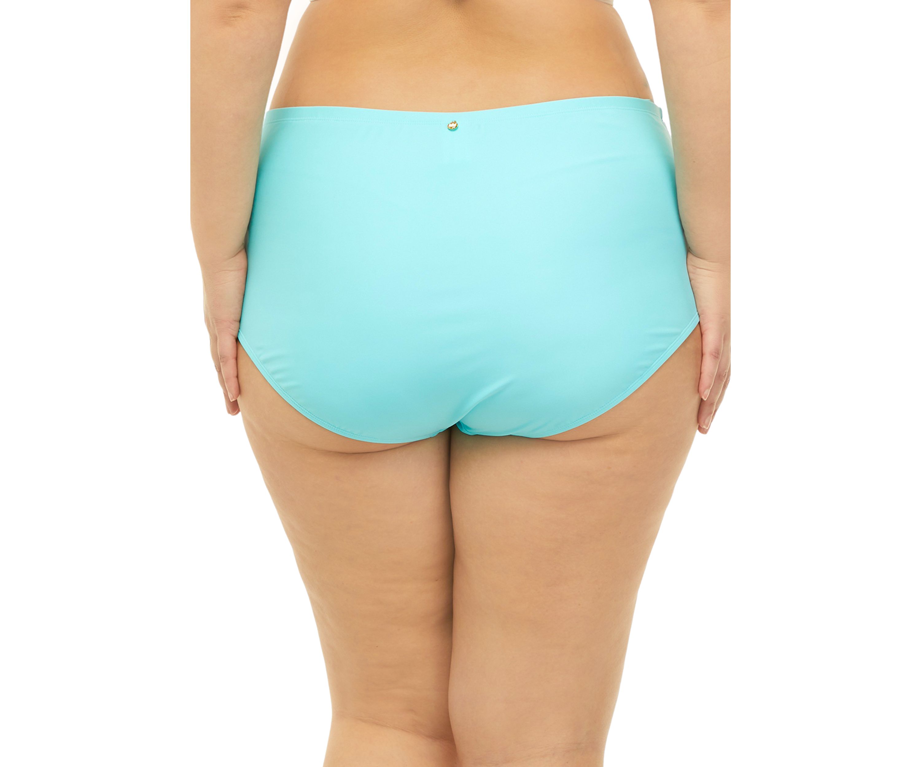 Plus Size Shirred High Waist Swim Bottoms 