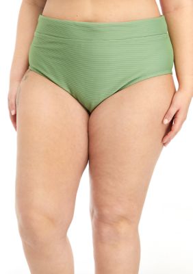 Ribbed High-Waist Swim Bottoms