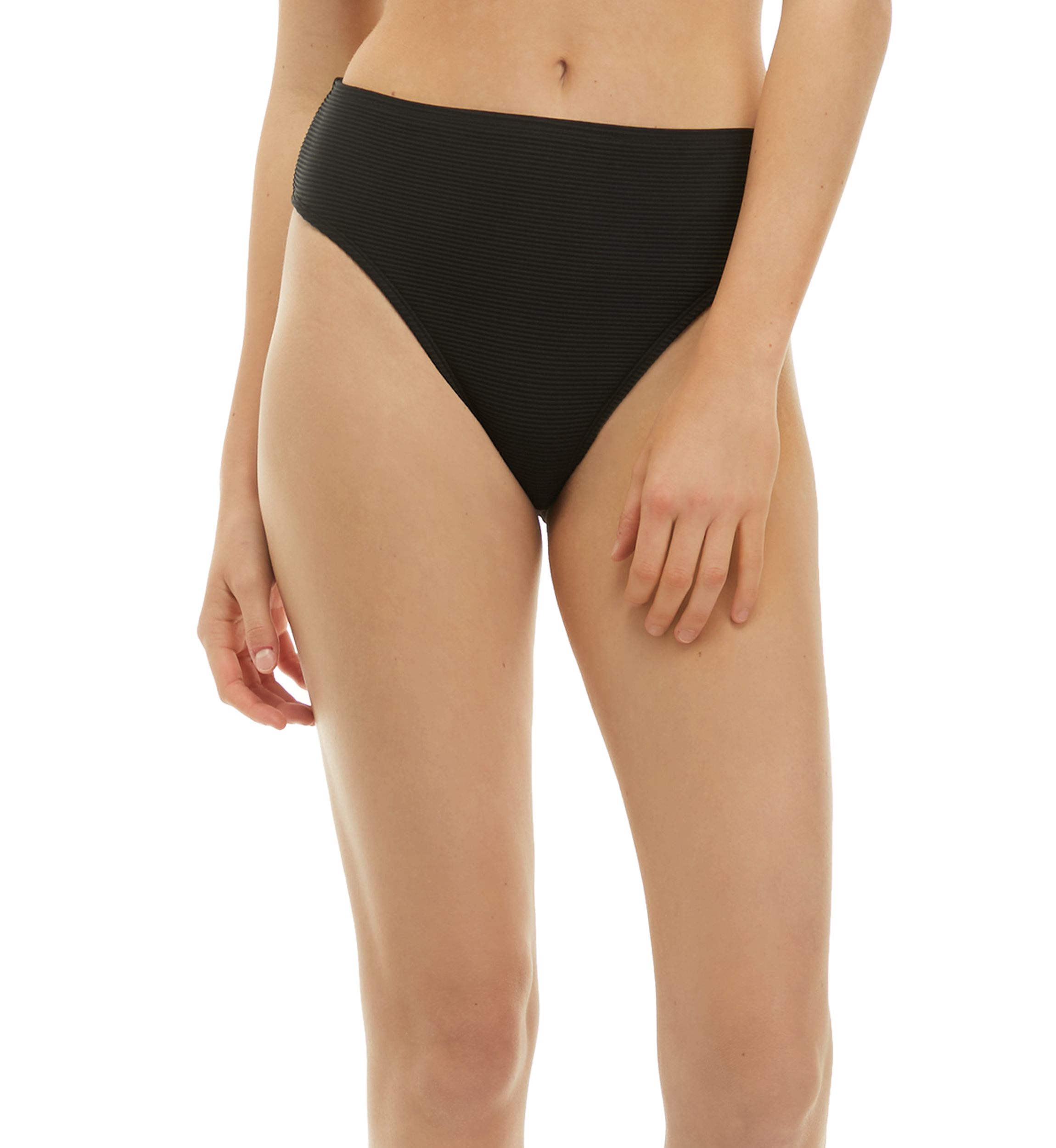 Ribbed High Waisted Swim Bottoms