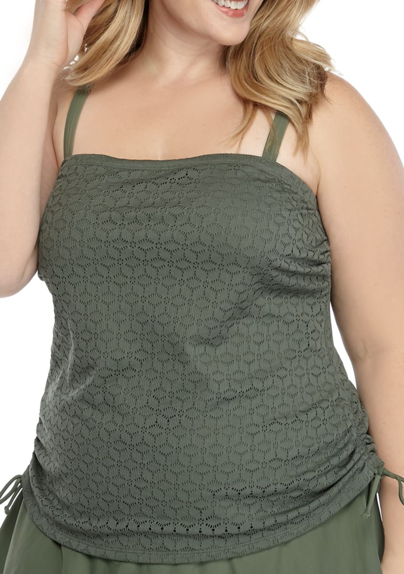 Plus Size Daisy Daze Bandeau Tankini Swim Top