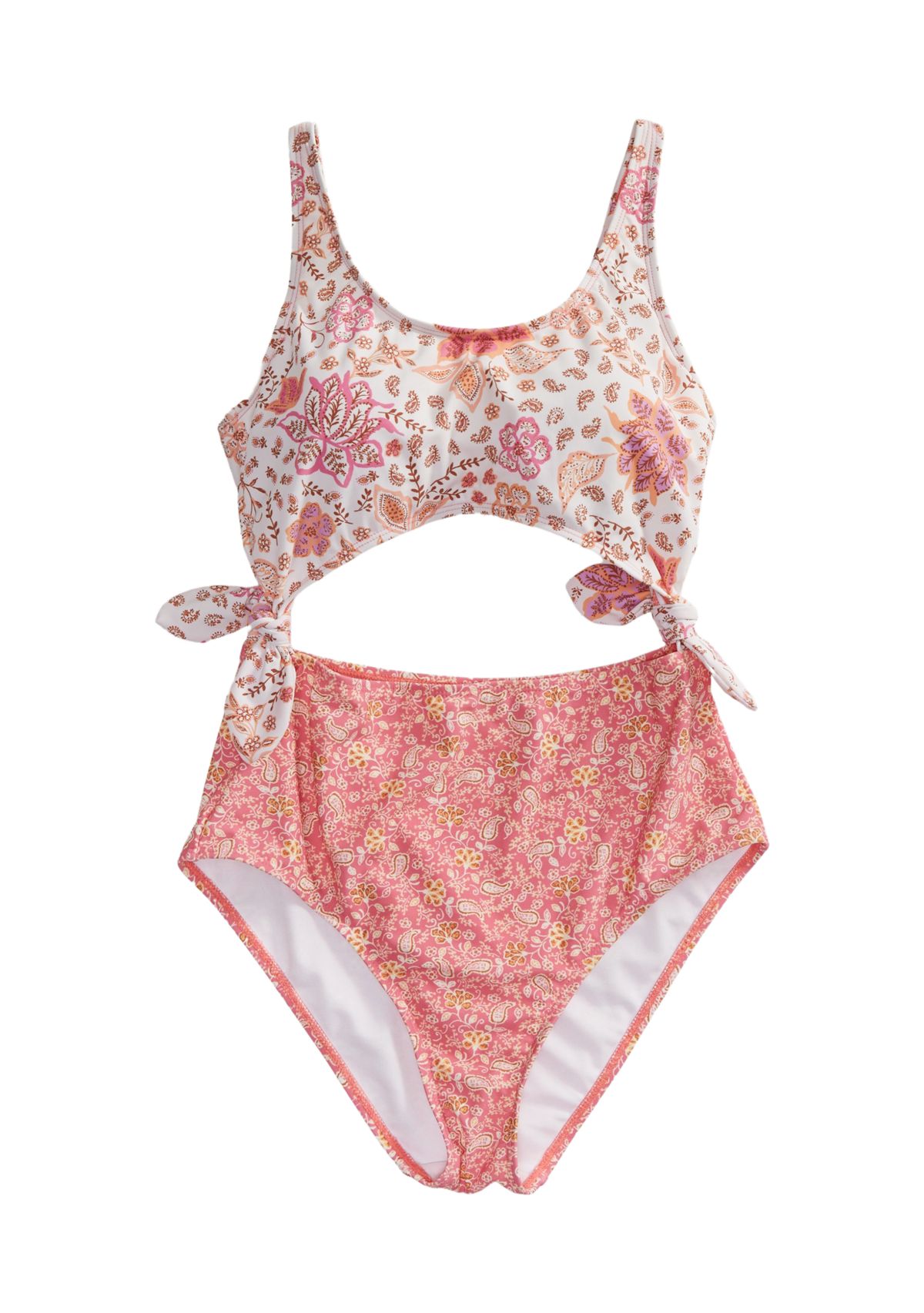 Folkloric Floral Cutout One Piece Swimsuit 