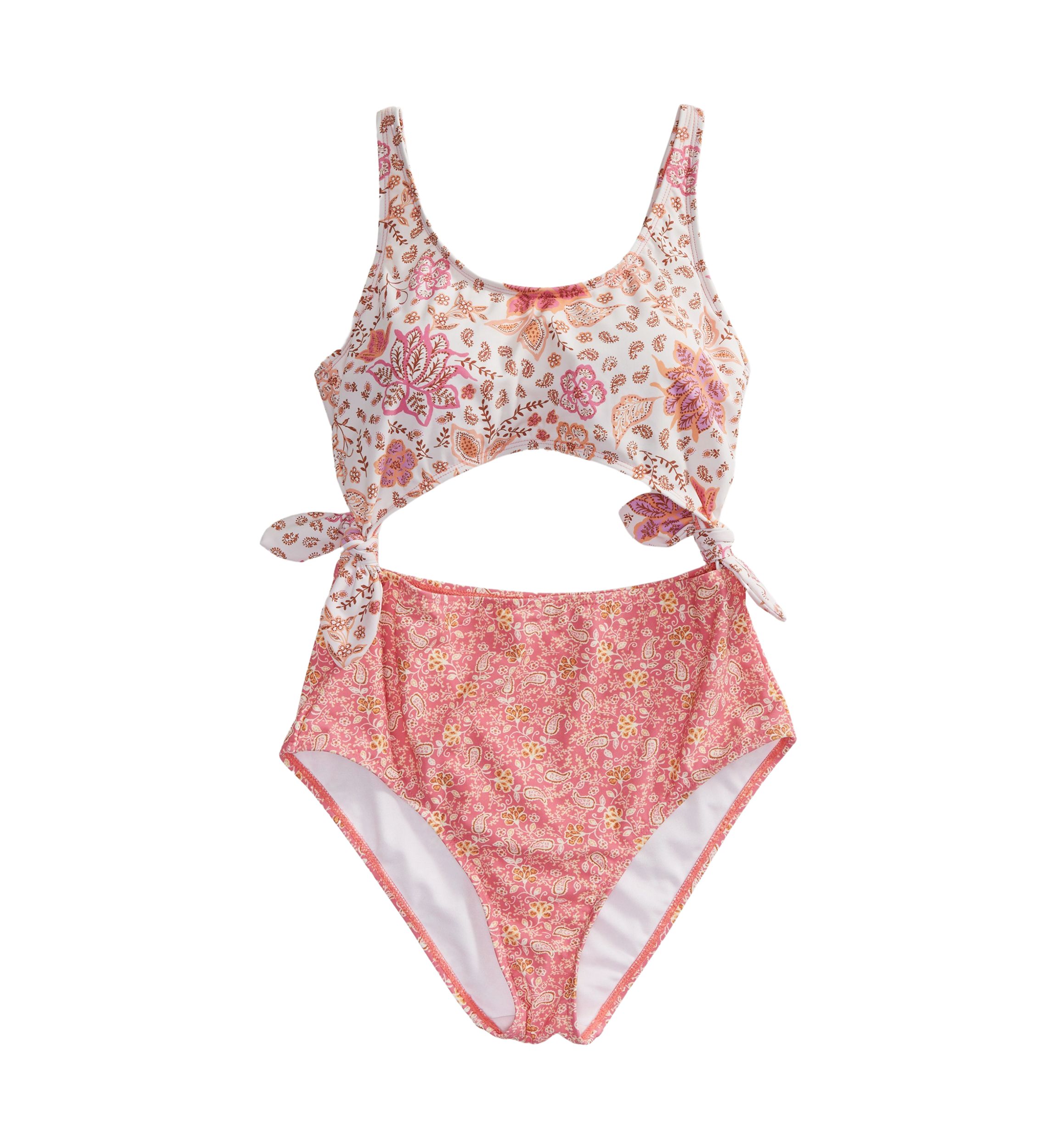 Folkloric Floral Cutout One Piece Swimsuit 