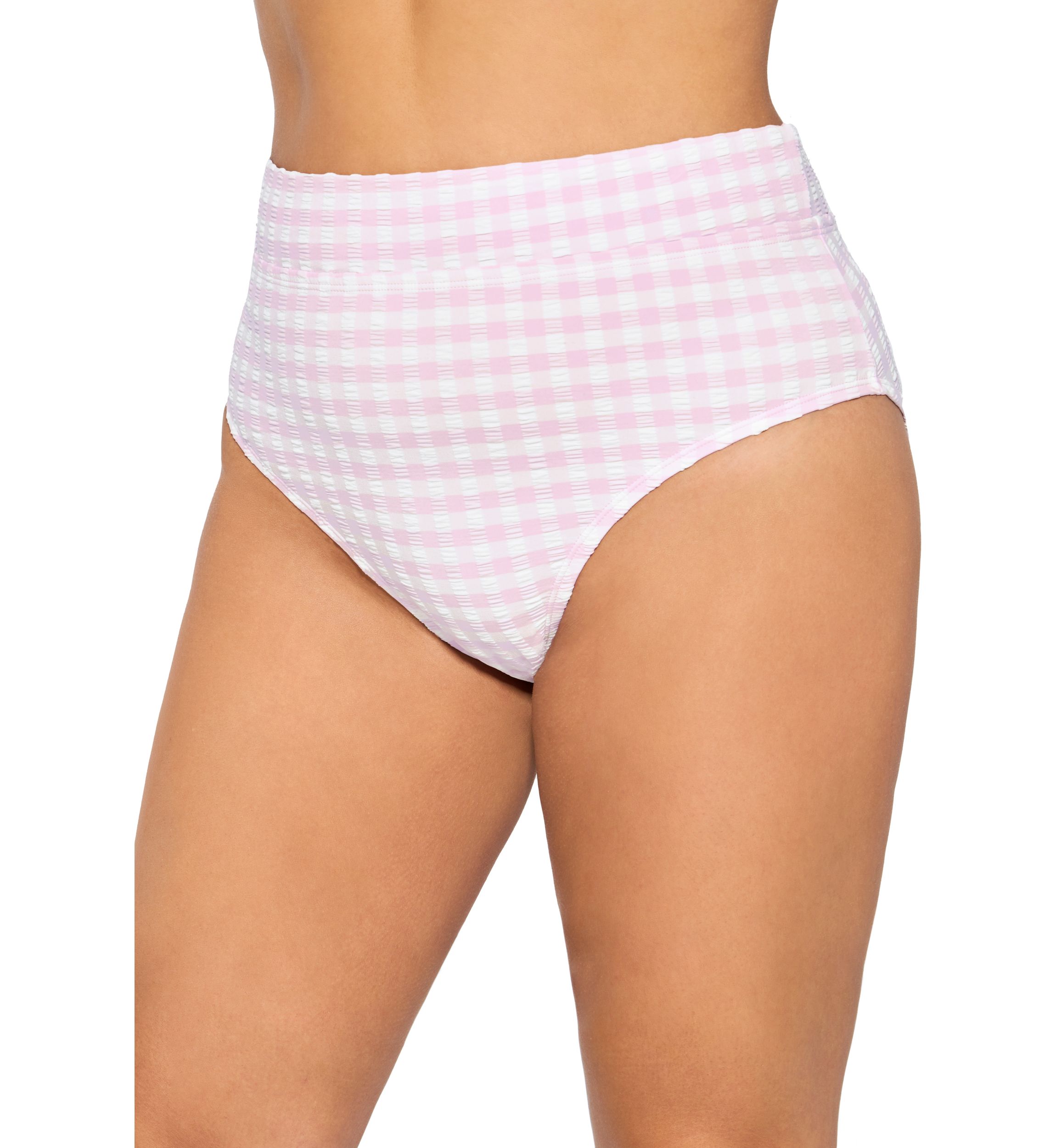 Plus Size Gingham High Waisted Swim Bottoms
