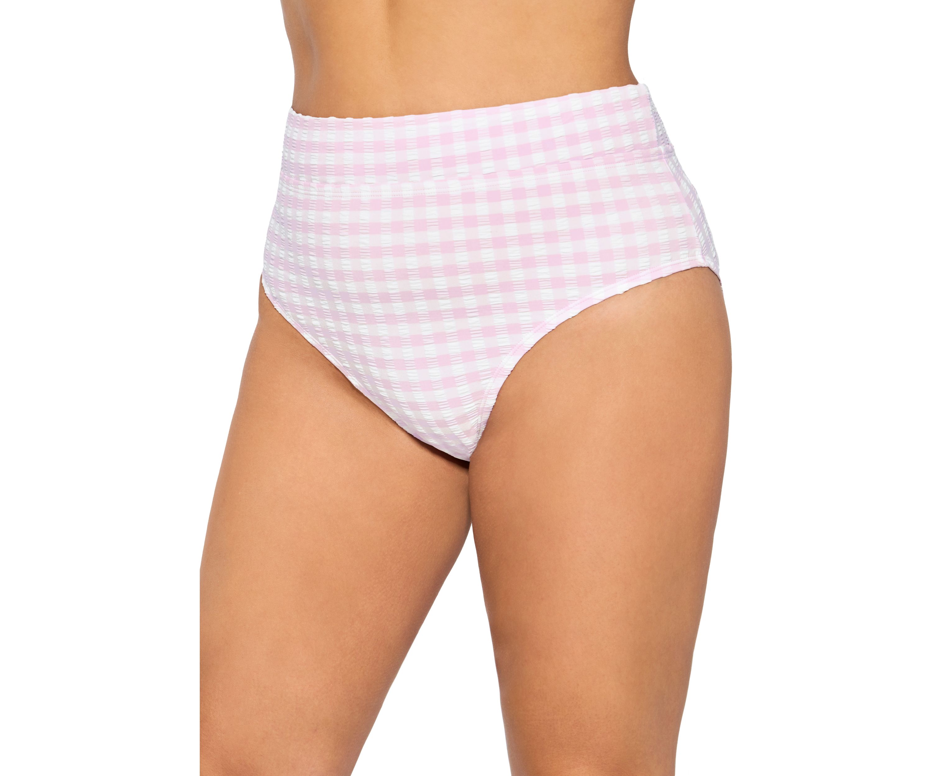 Plus Size Gingham High Waisted Swim Bottoms