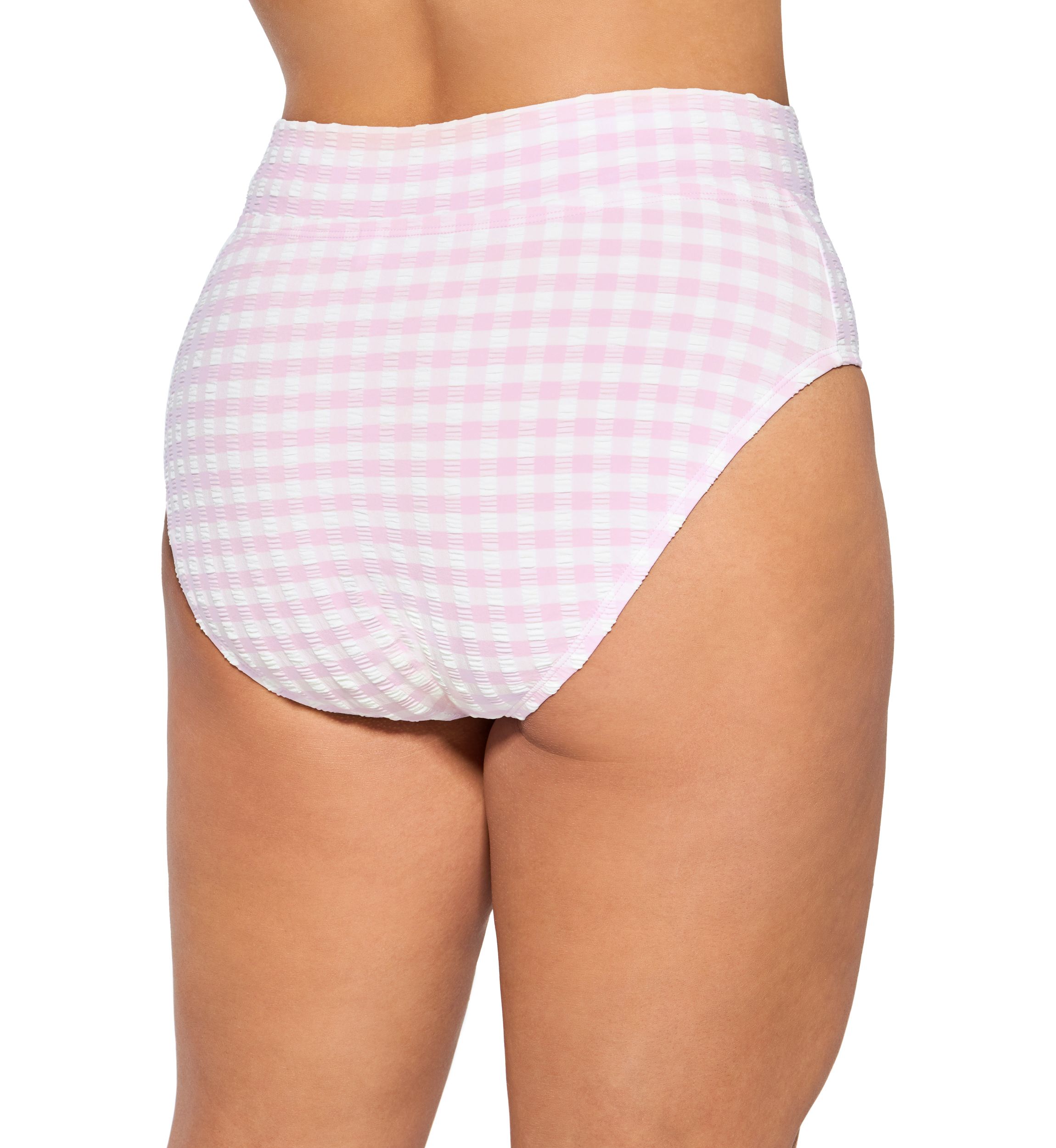 Plus Size Gingham High Waisted Swim Bottoms