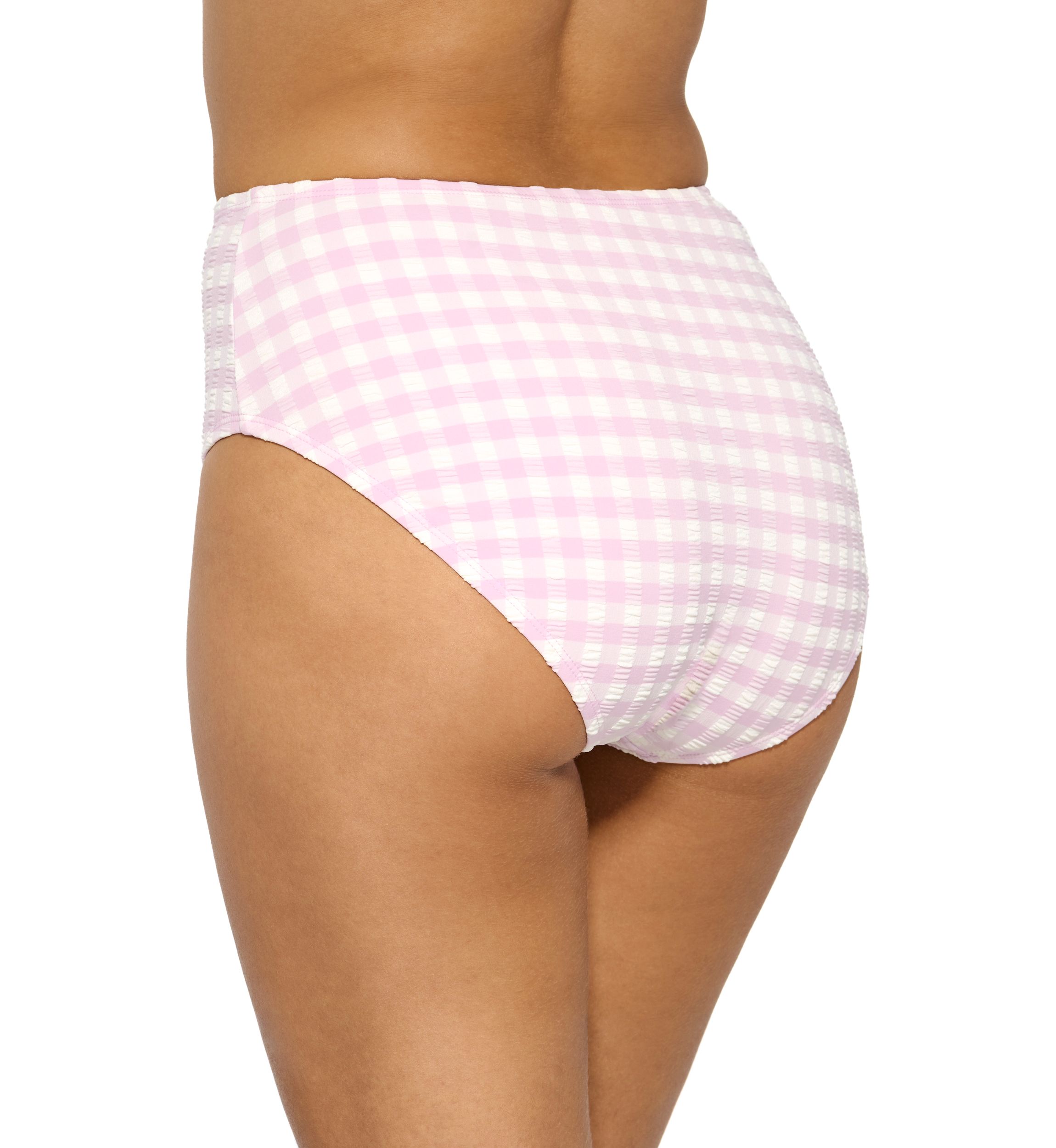 Womens Gingham High Waist Swim Bottoms