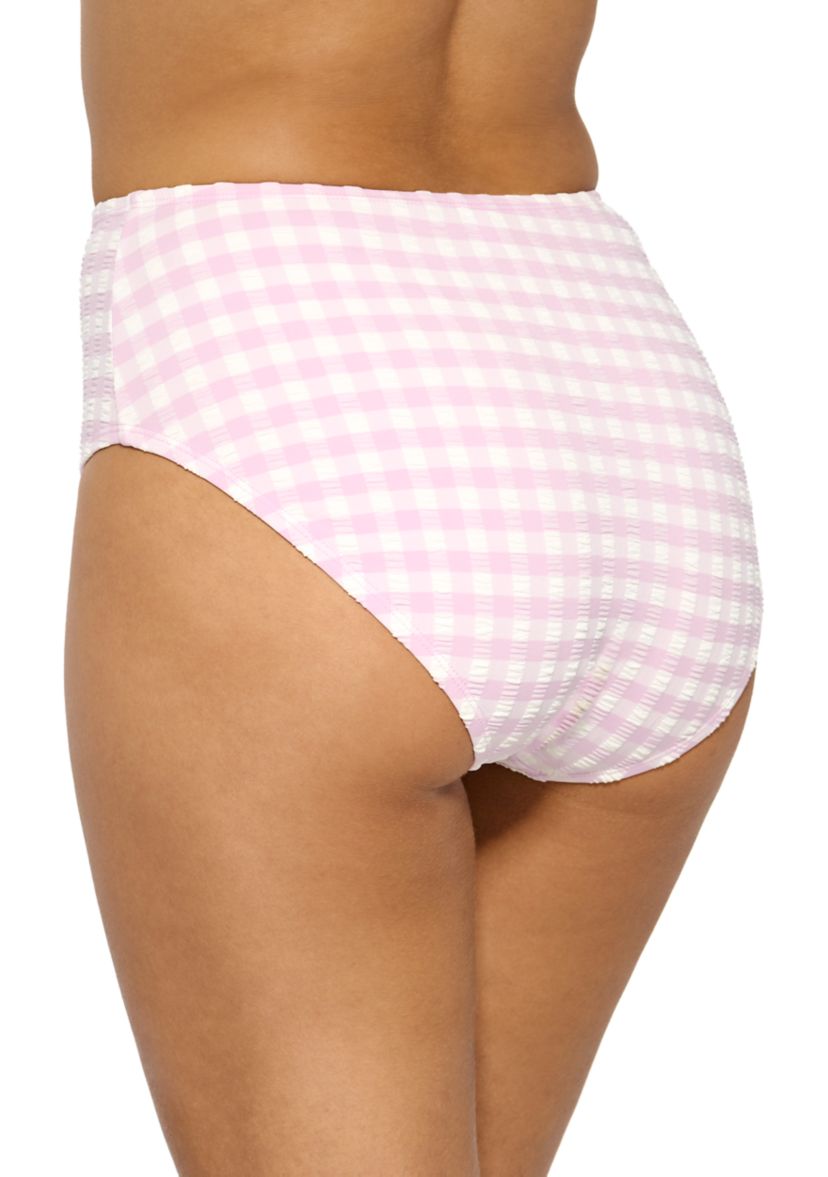 Womens Gingham High Waist Swim Bottoms