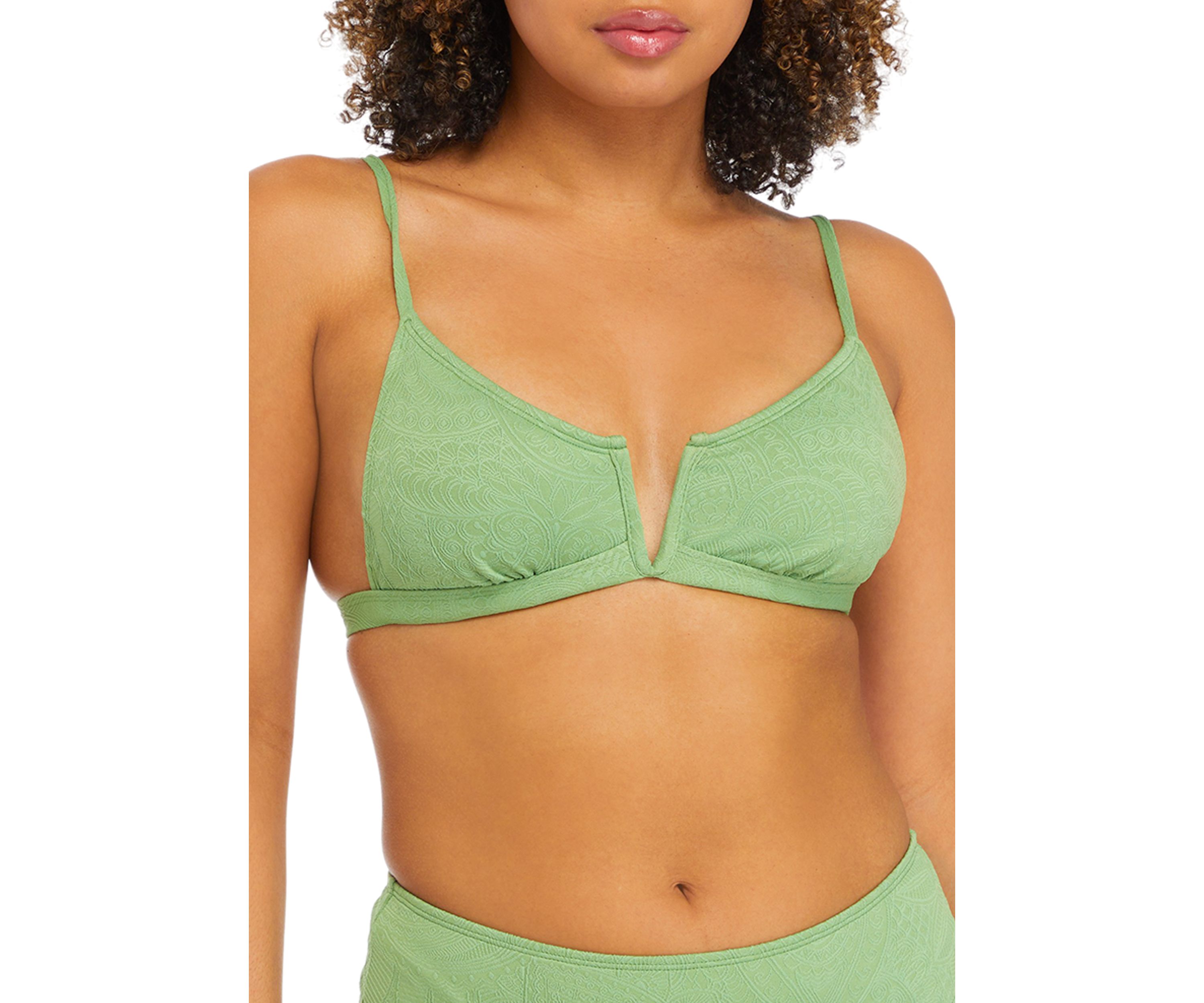 Textured Paisley V Wire Bralette Swim Top 
