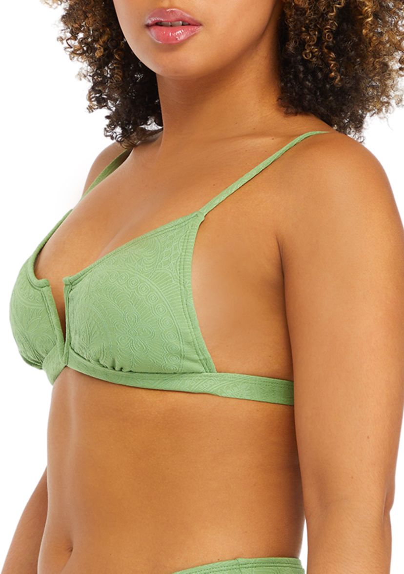 Textured Paisley V Wire Bralette Swim Top 