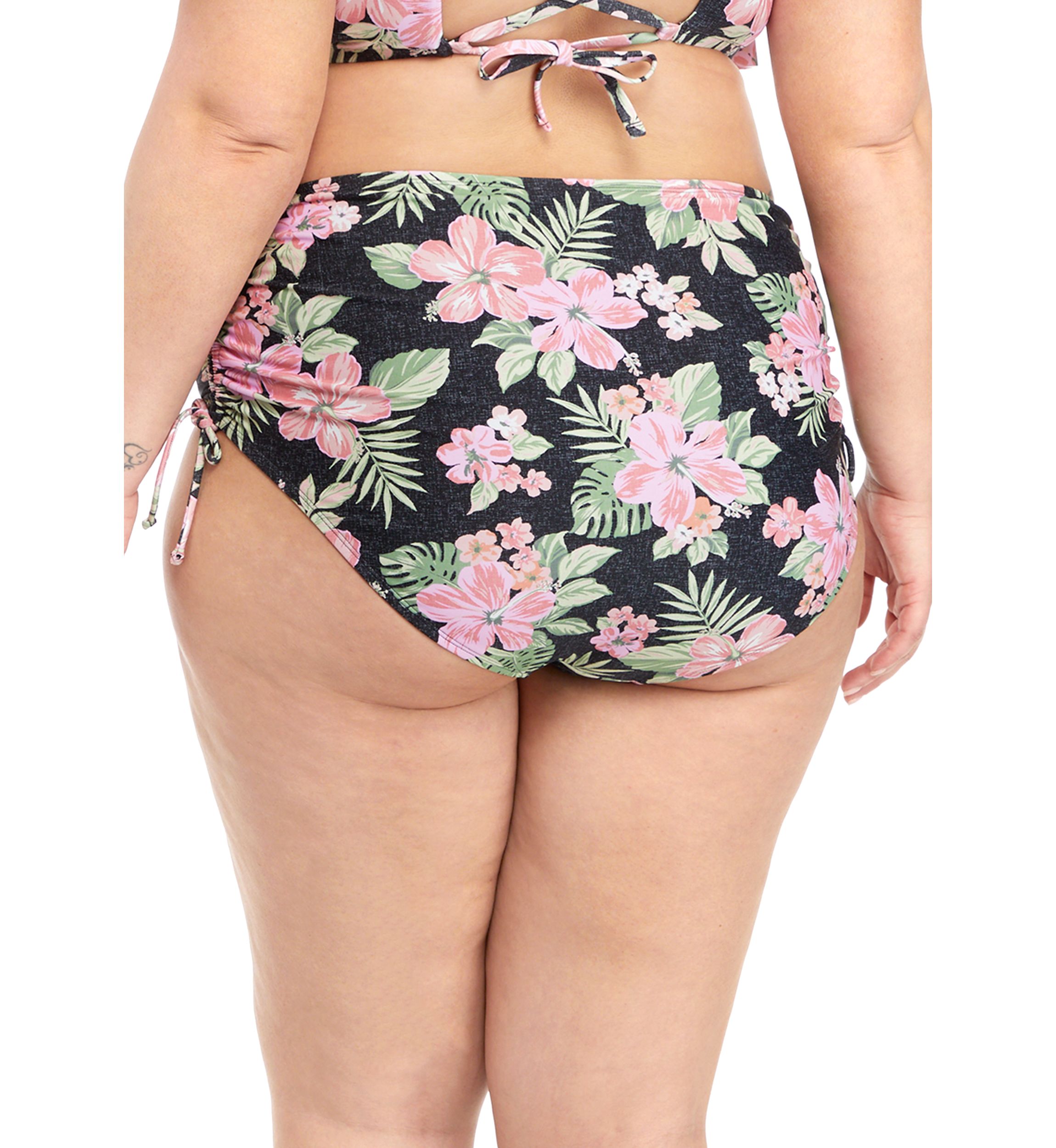 Plus Size Rio Floral Adjustable High Waist Swim Bottoms 