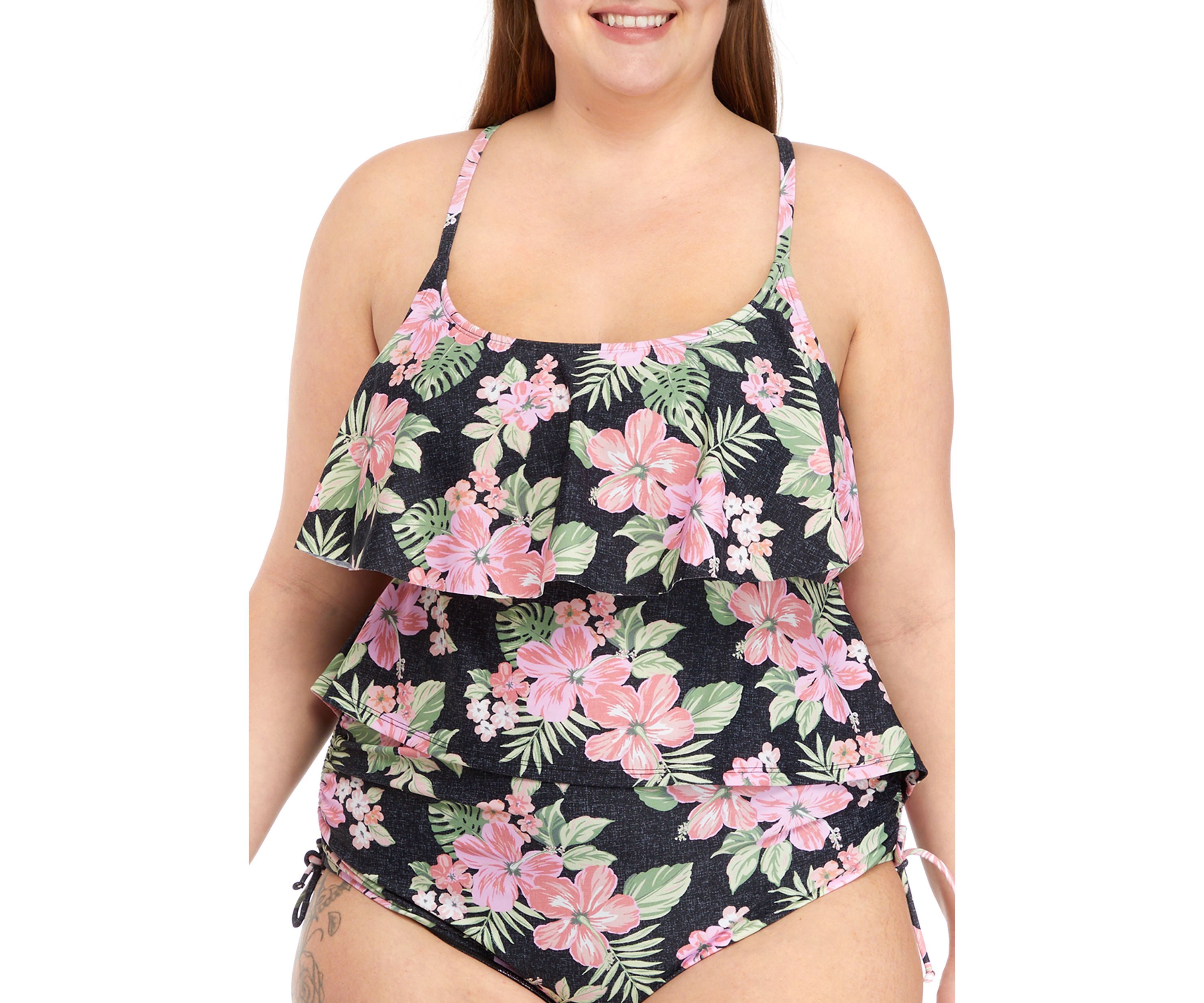 Plus Size Rio Floral Flounce Tankini Swim Top 