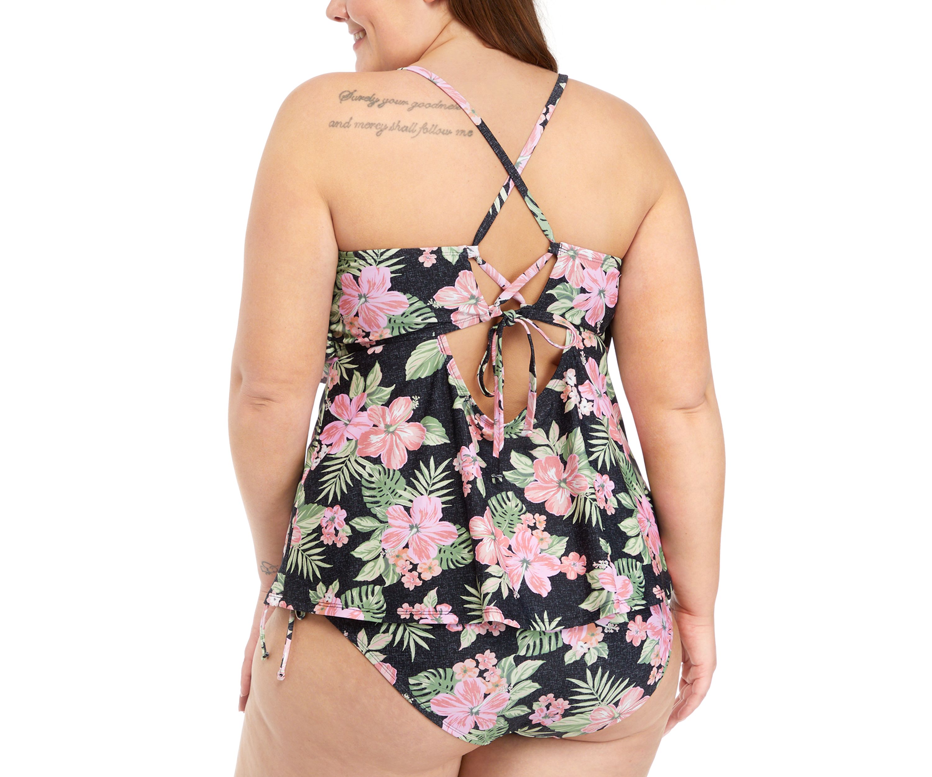 Plus Size Rio Floral Flounce Tankini Swim Top 