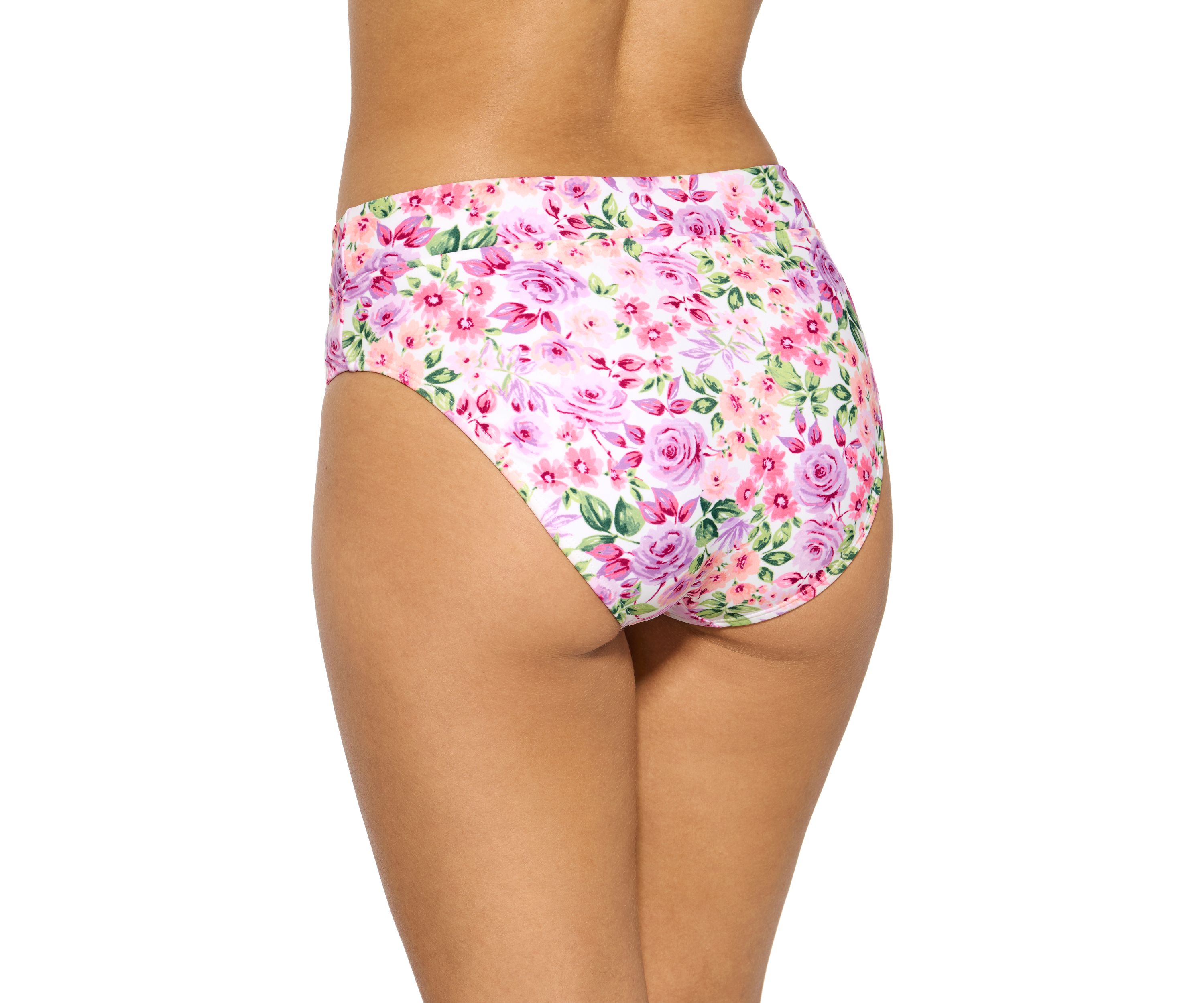 Womens Rose Garden Banded High Waist Swim Bottoms