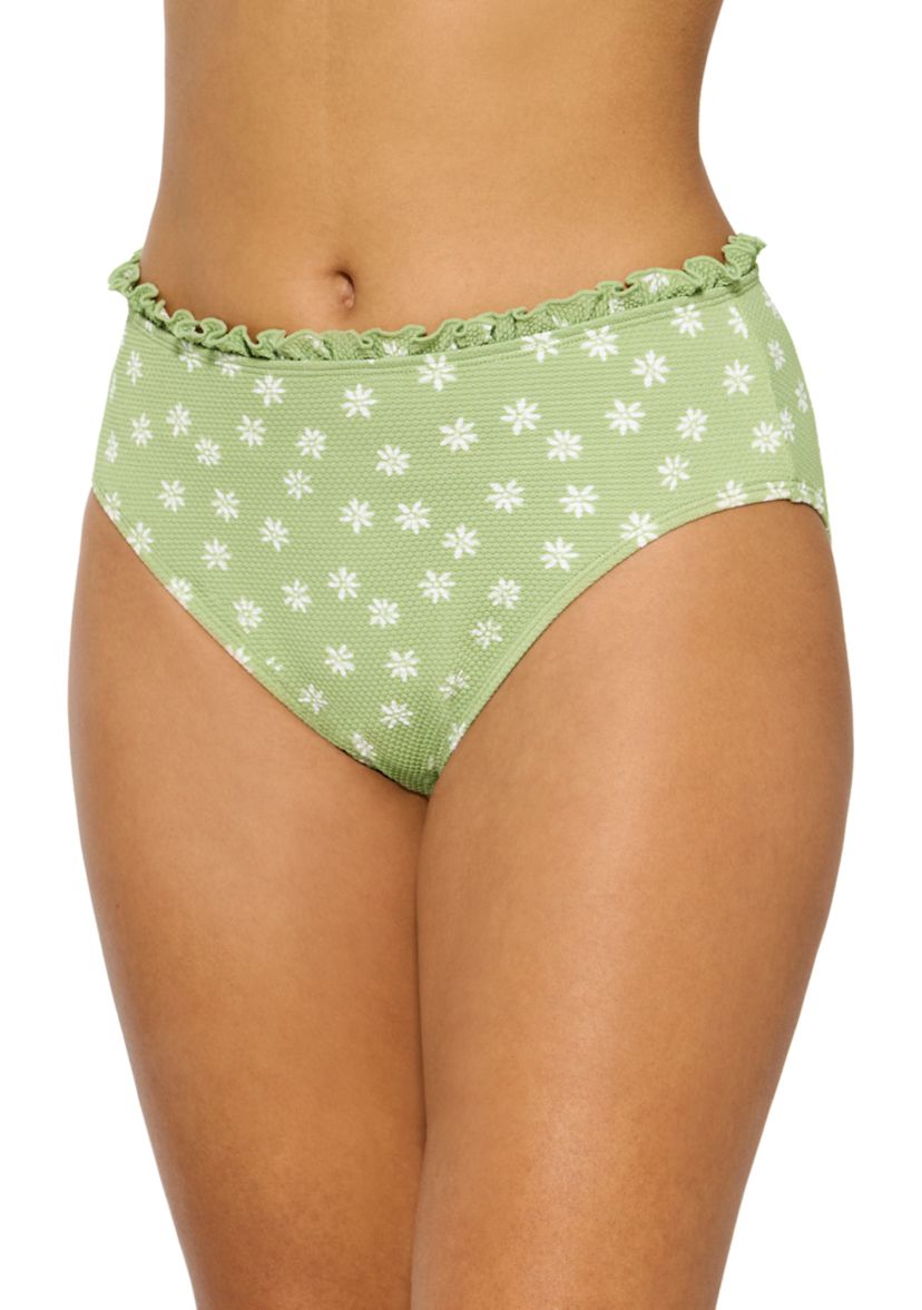 Womens Spring Petals Ruffle High Waist Swim Bottoms