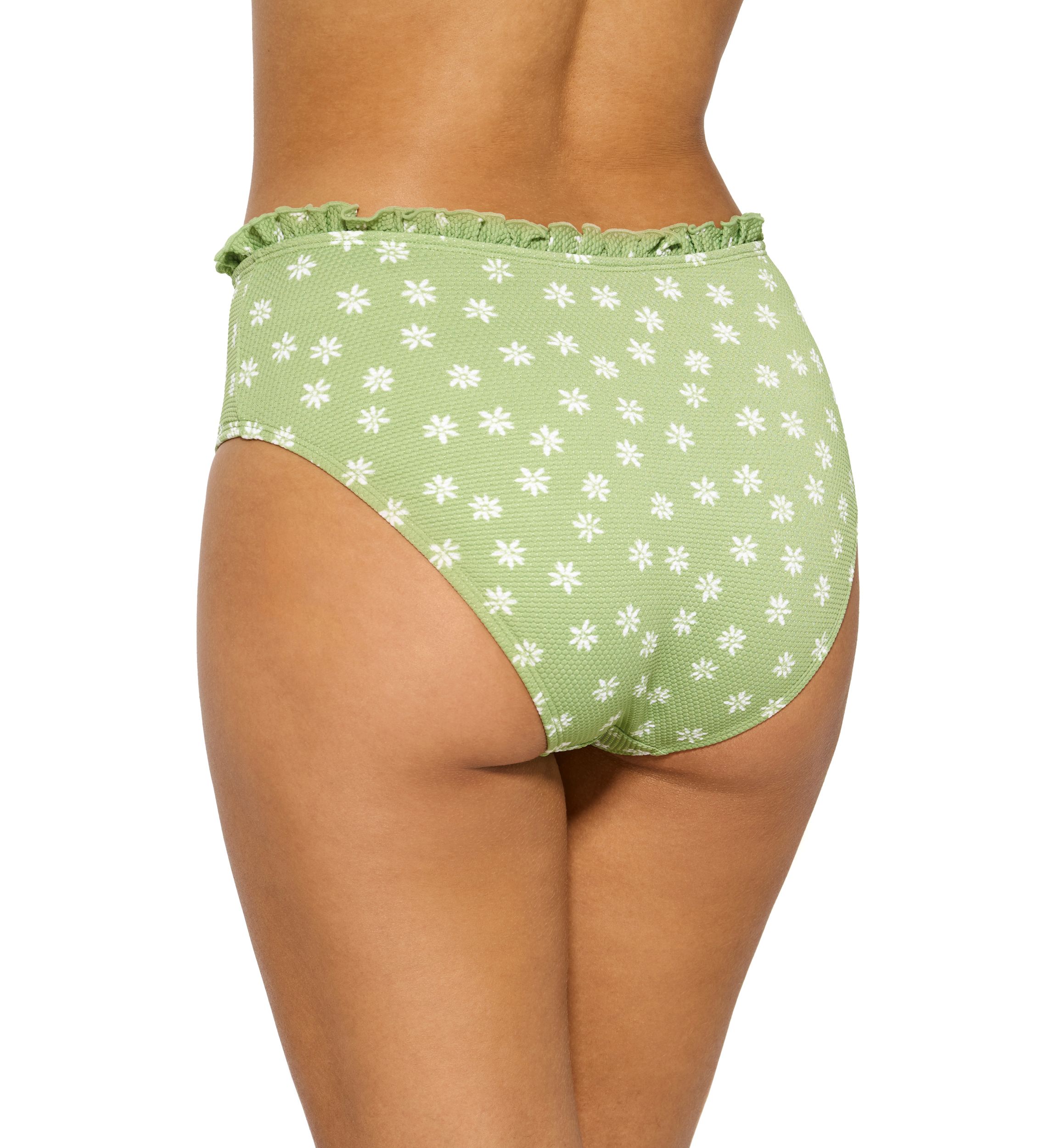 Womens Spring Petals Ruffle High Waist Swim Bottoms