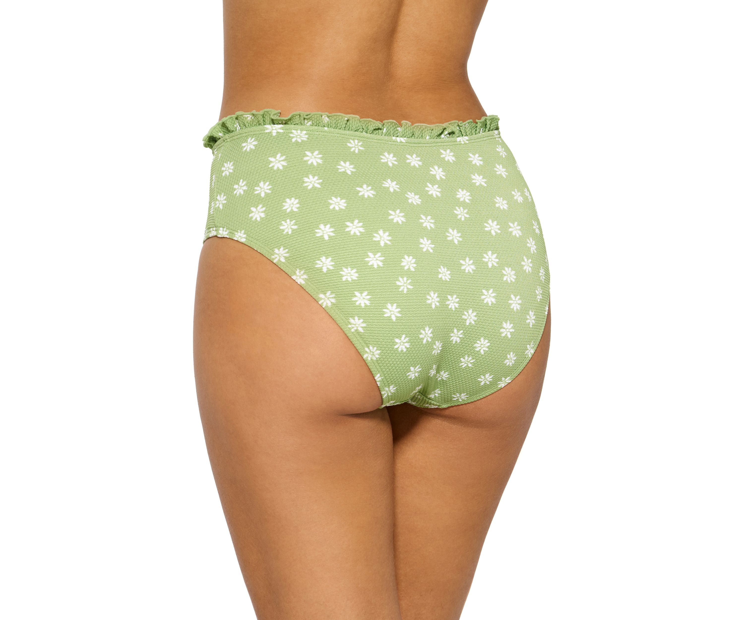 Womens Spring Petals Ruffle High Waist Swim Bottoms