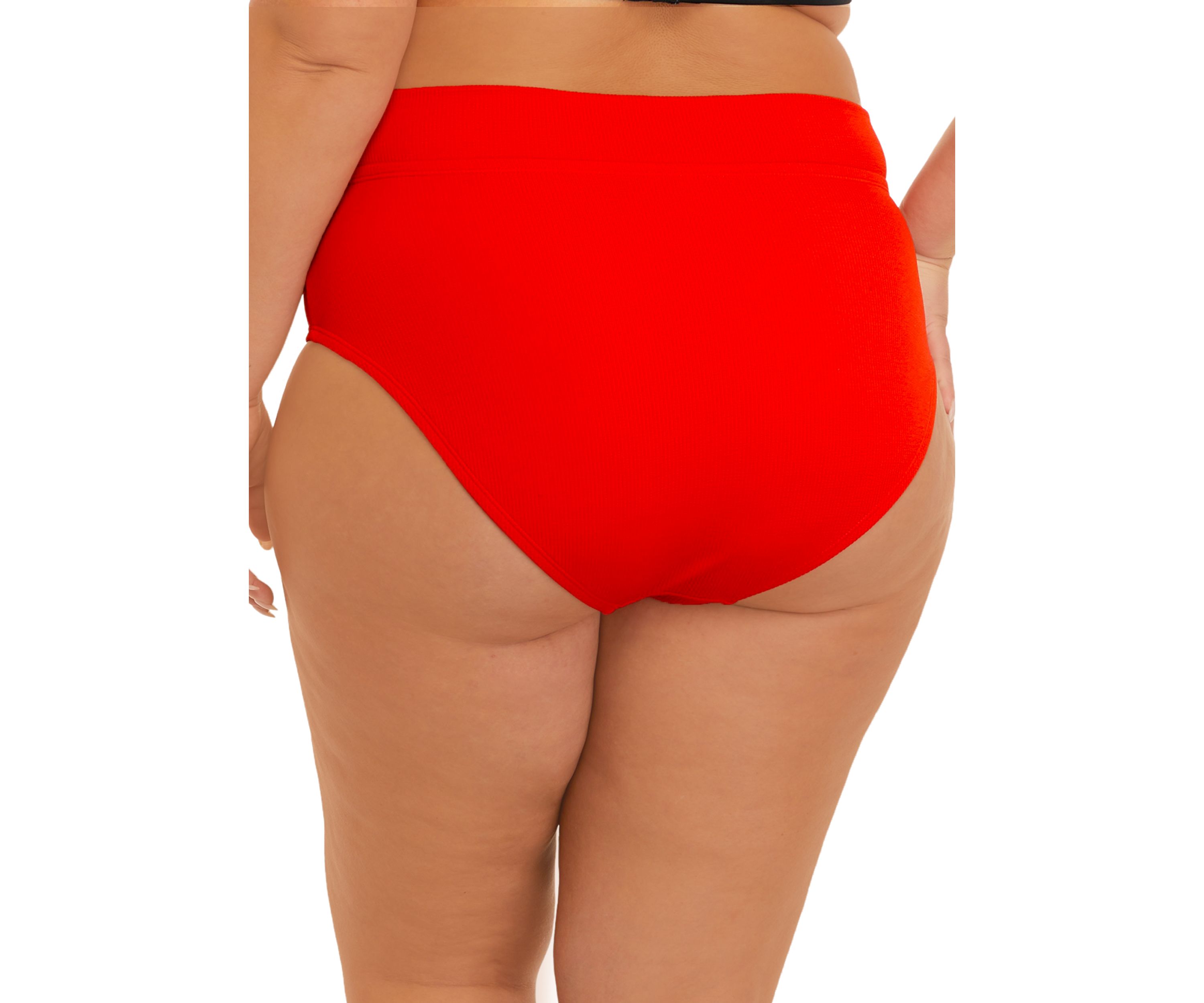 Plus Size Skinny Ribbed High Waist Swim Bottoms