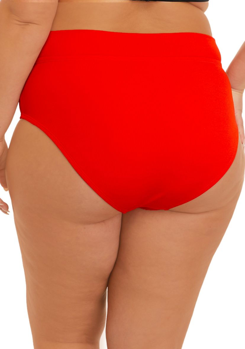 Plus Size Skinny Ribbed High Waist Swim Bottoms