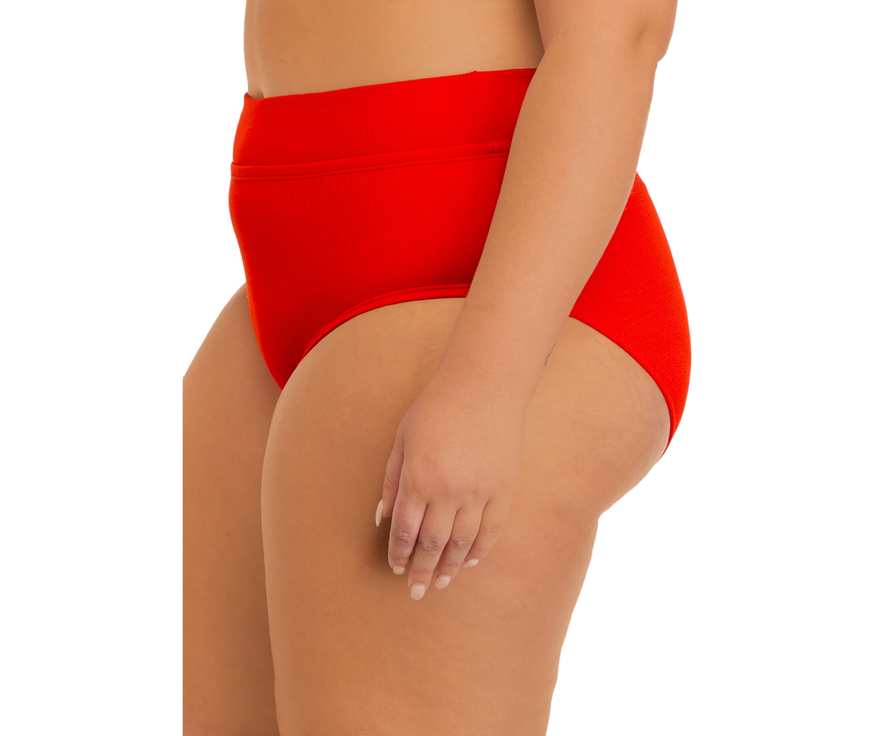 Plus Size Skinny Ribbed High Waist Swim Bottoms