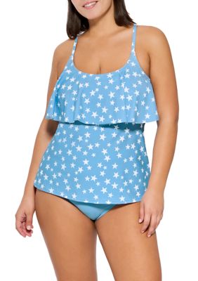 New Look Curve Shapewear belted swimsuit black polka dot