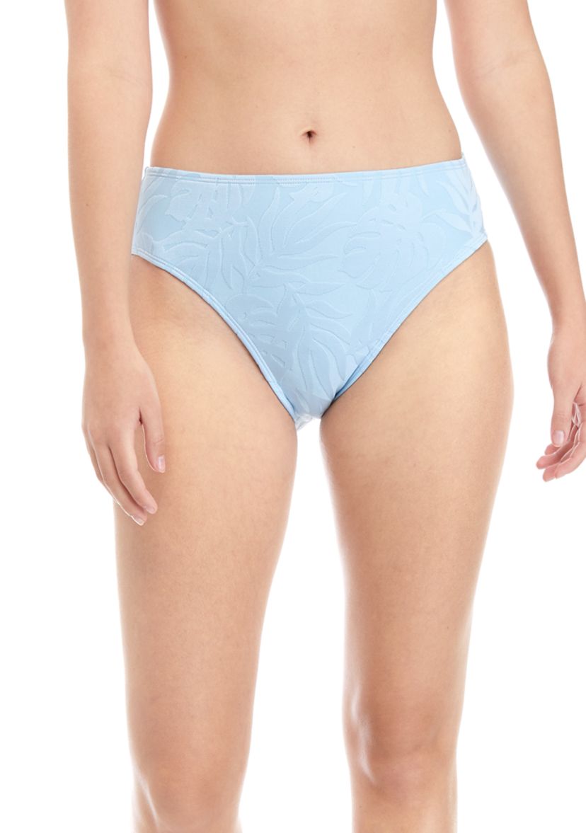 Tropical Leaf High Waist Swim Bottoms