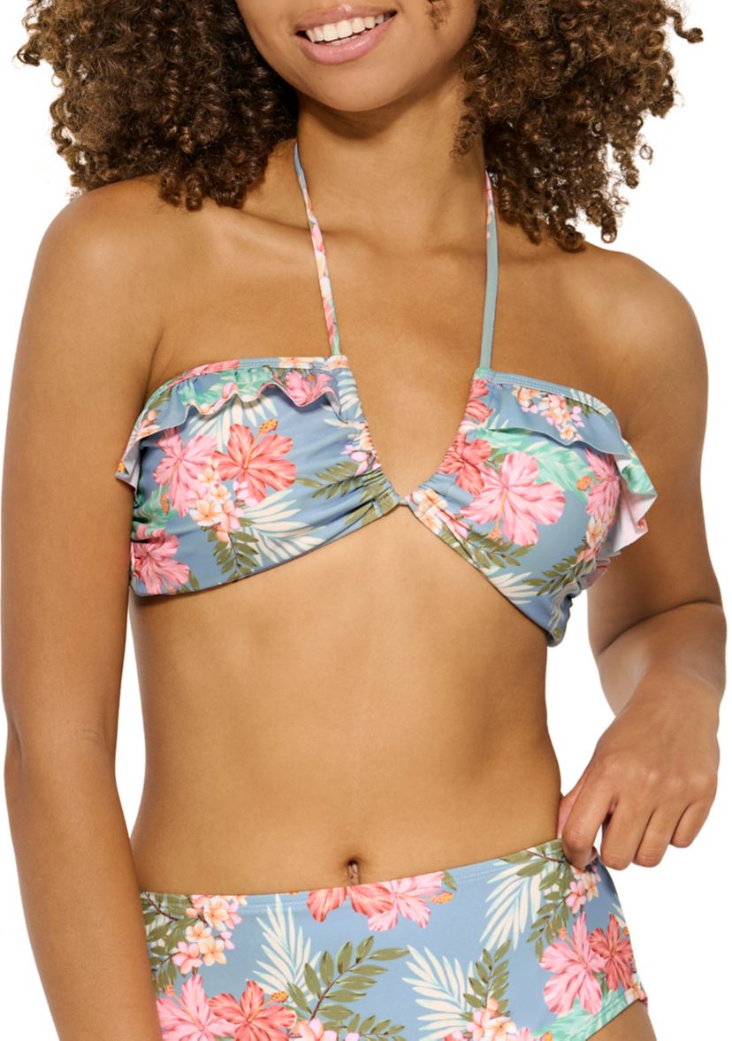 Tropics Ruffle Halter Bralette Swim Top
