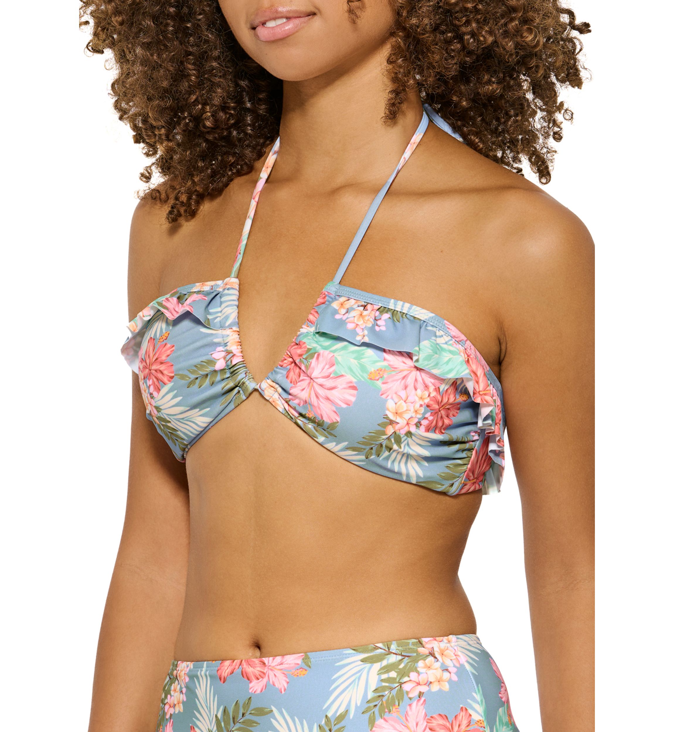 Tropics Ruffle Halter Bralette Swim Top