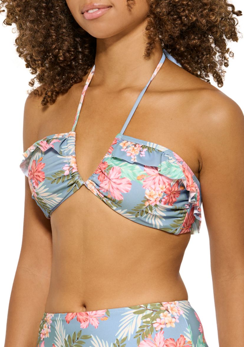 Tropics Ruffle Halter Bralette Swim Top