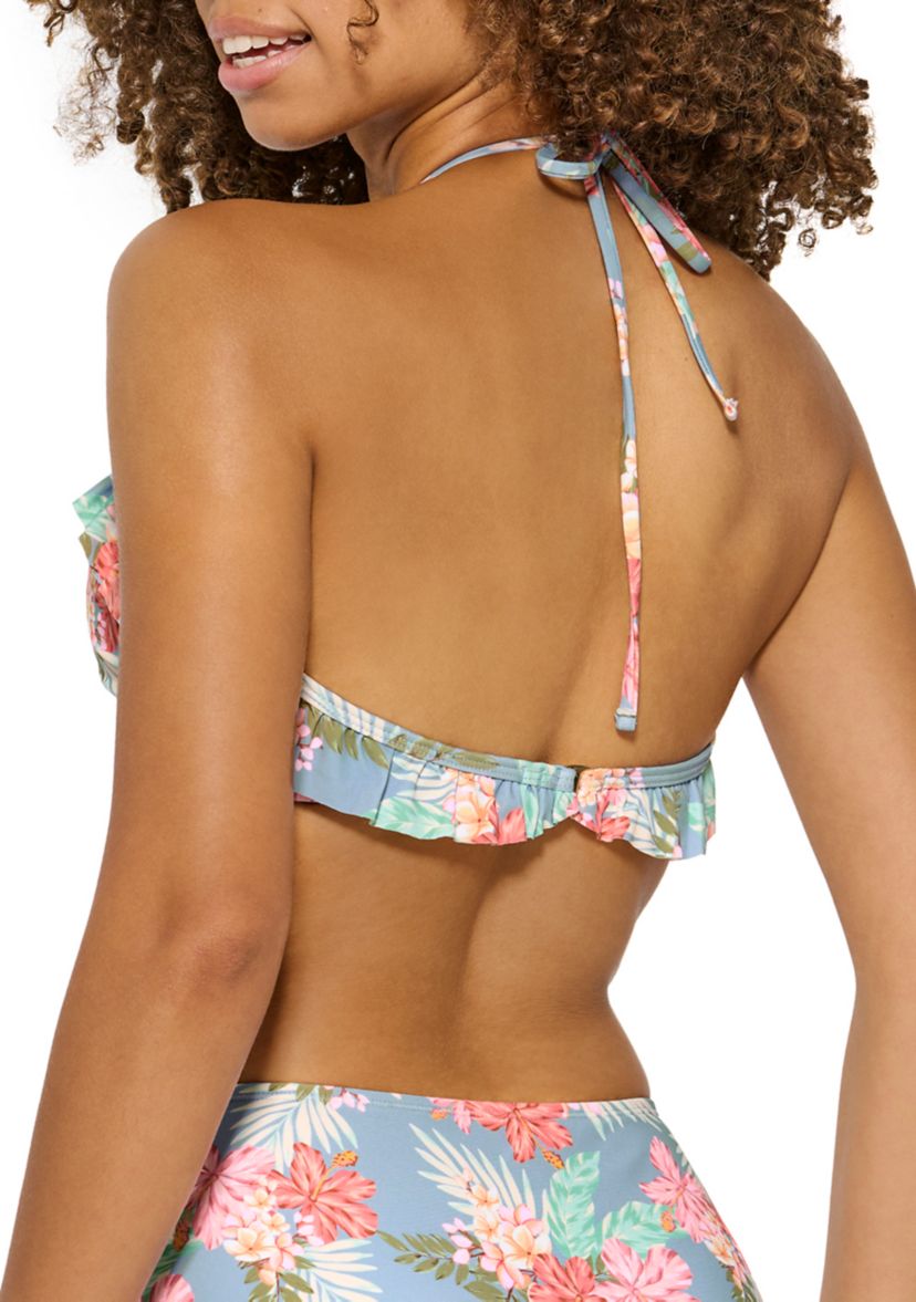 Tropics Ruffle Halter Bralette Swim Top