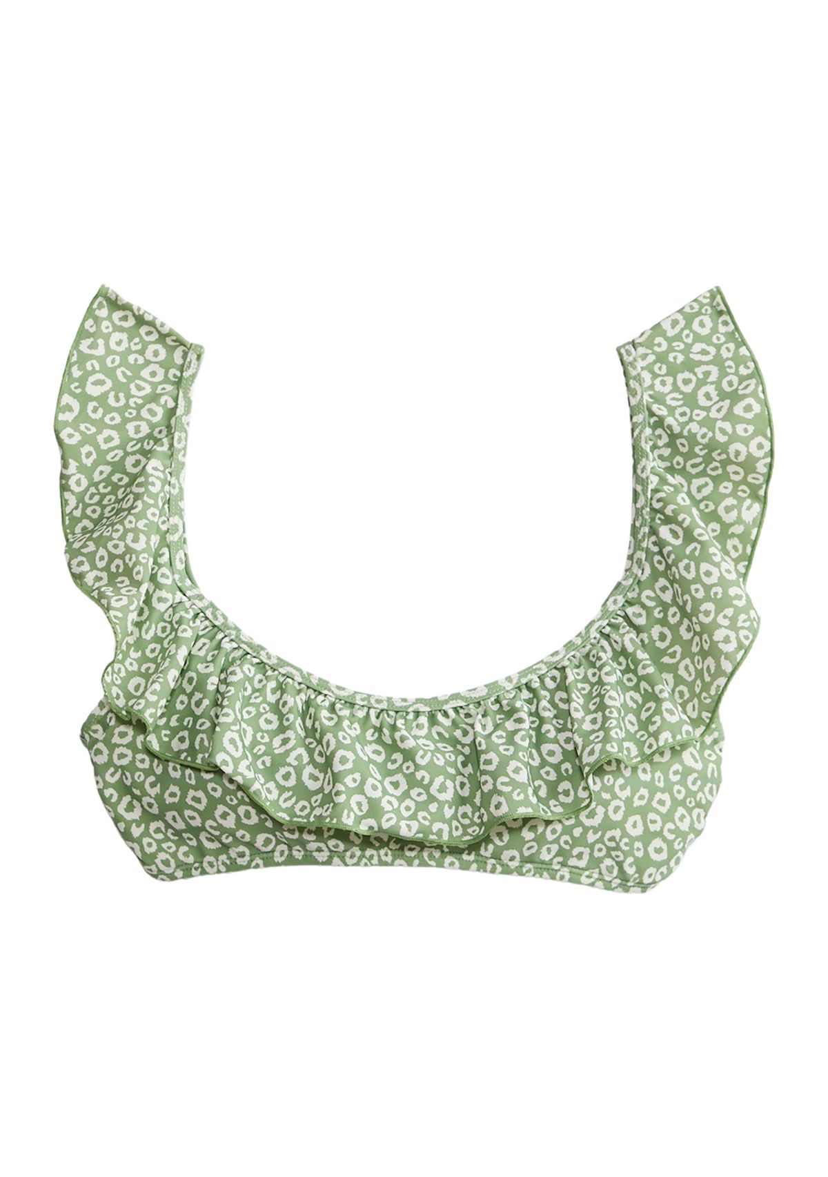 Animal Printed Ruffled Swim Bralette 