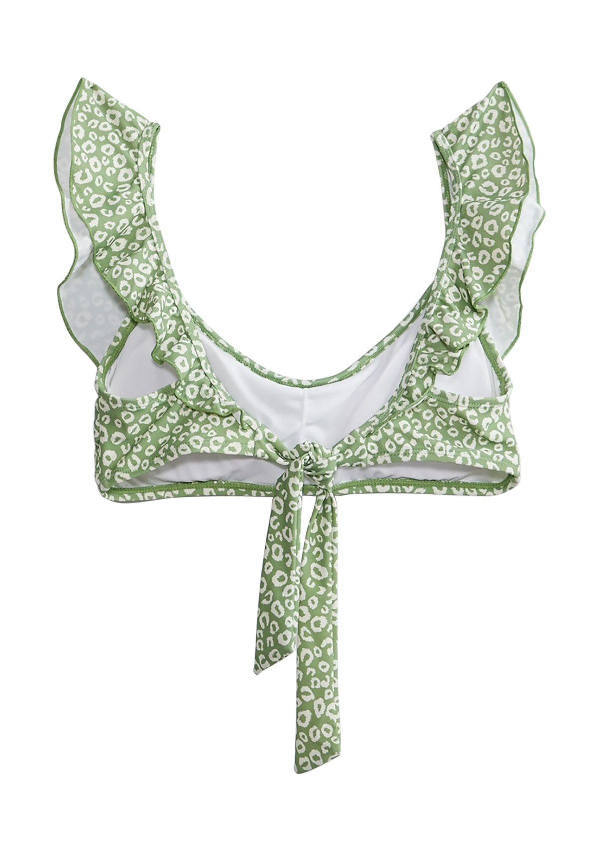 Animal Printed Ruffled Swim Bralette 