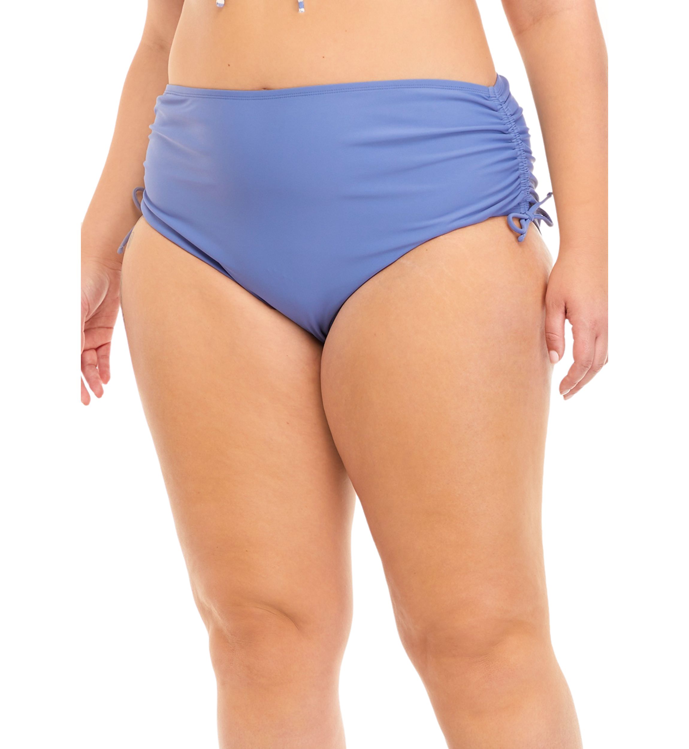 Plus Size Solid Adjustable High Waist Swim Bottoms 