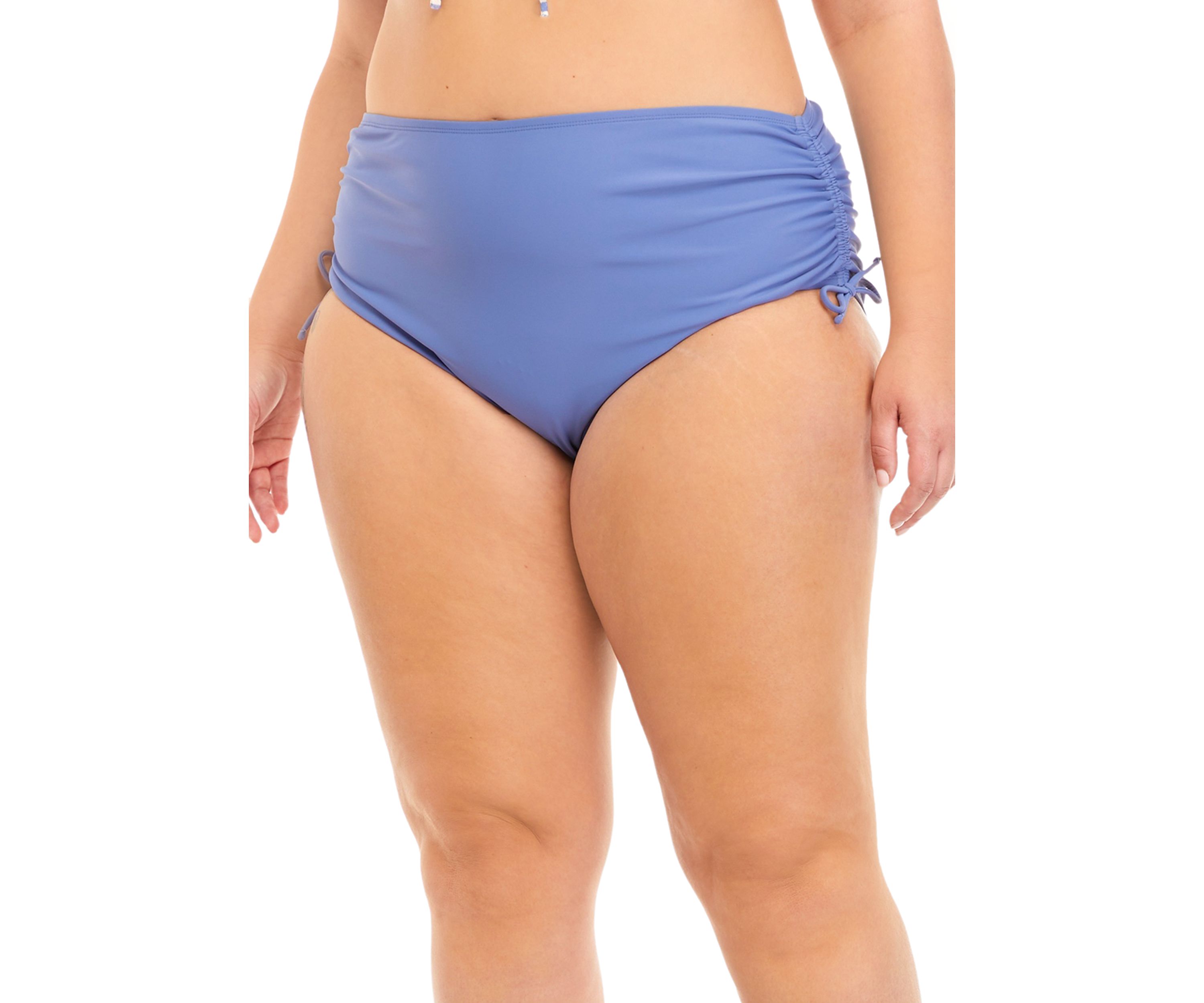 Plus Size Solid Adjustable High Waist Swim Bottoms 