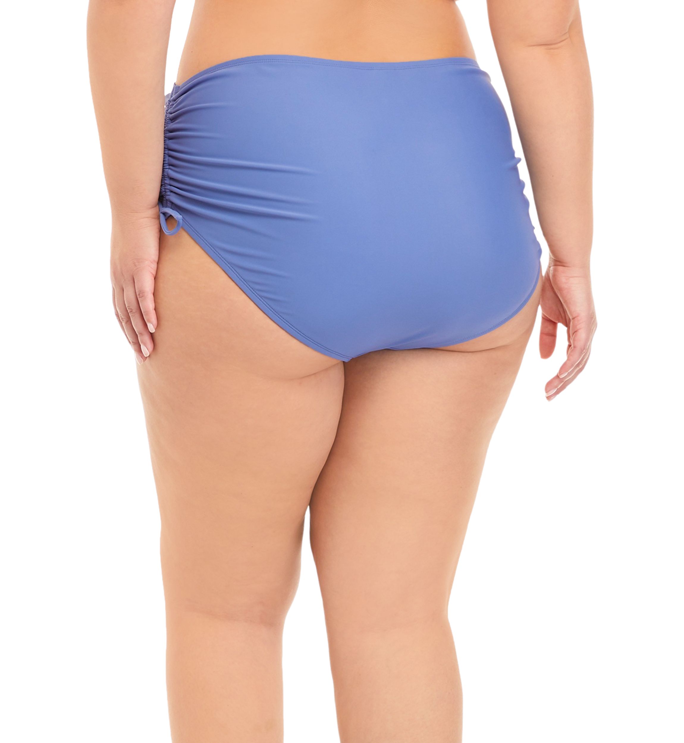 Plus Size Solid Adjustable High Waist Swim Bottoms 