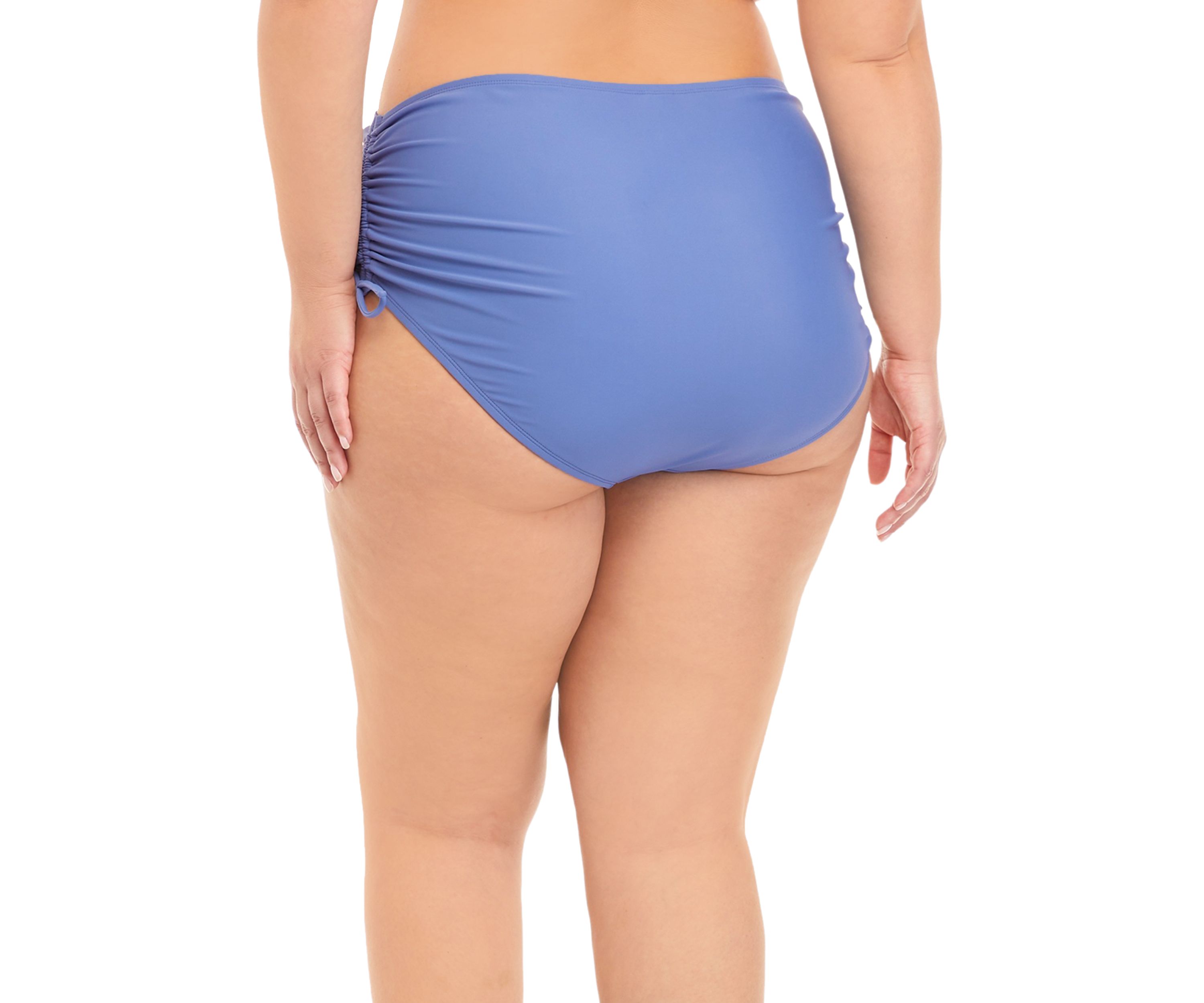 Plus Size Solid Adjustable High Waist Swim Bottoms 