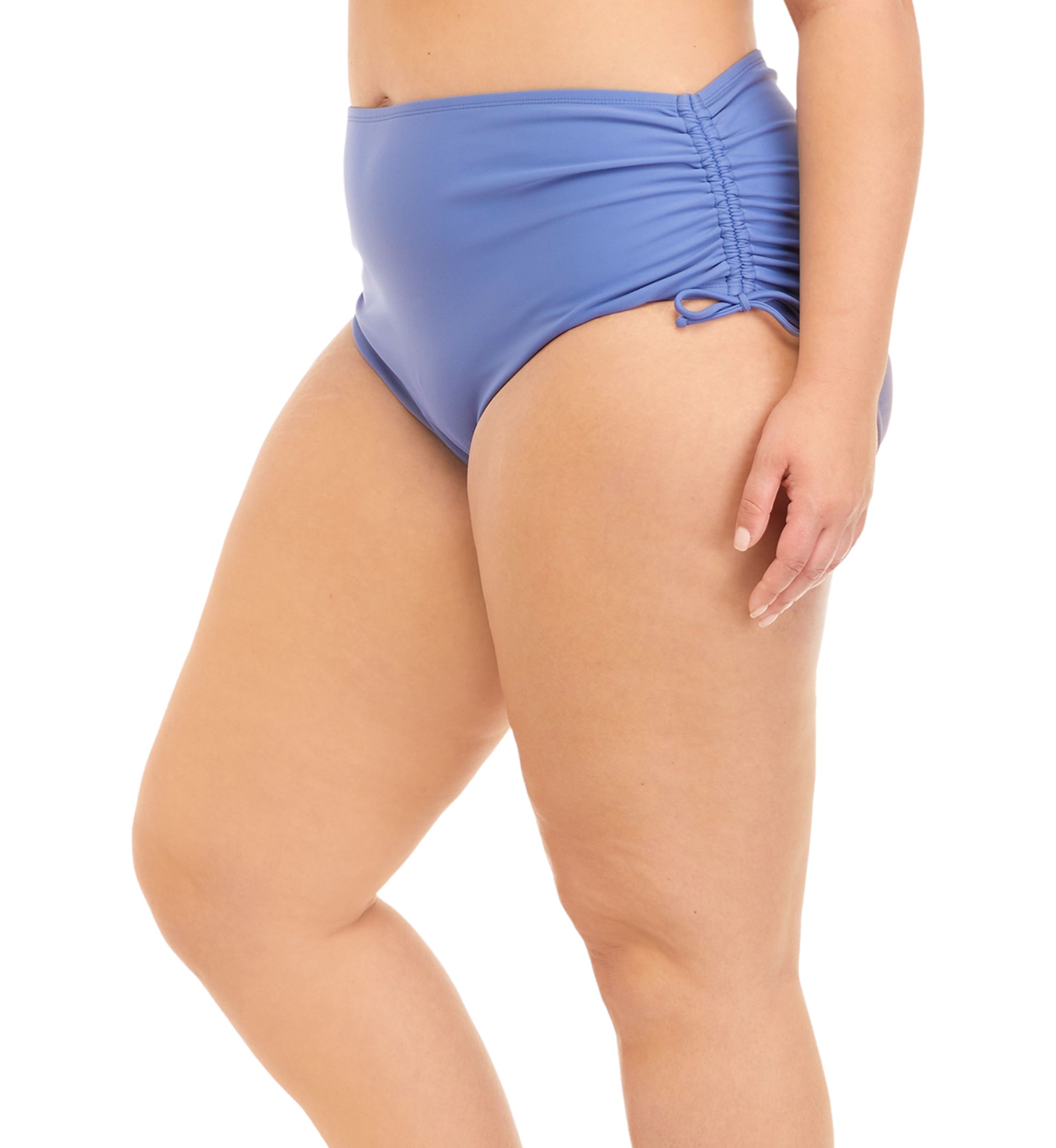 Plus Size Solid Adjustable High Waist Swim Bottoms 