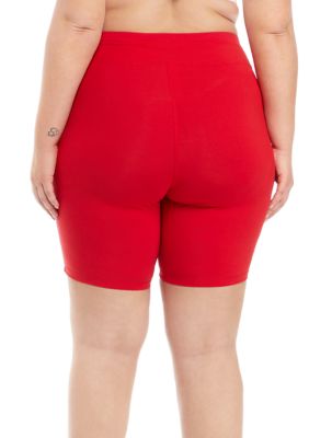 Tommy Hilfiger Women's Performance High Rise Biker Short, Rich Red