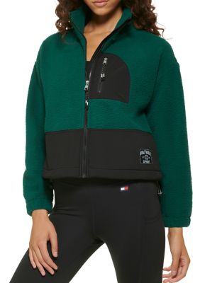 Tommy Hilfiger Women's Full Zip Cropped Teddy Fleece Jacket